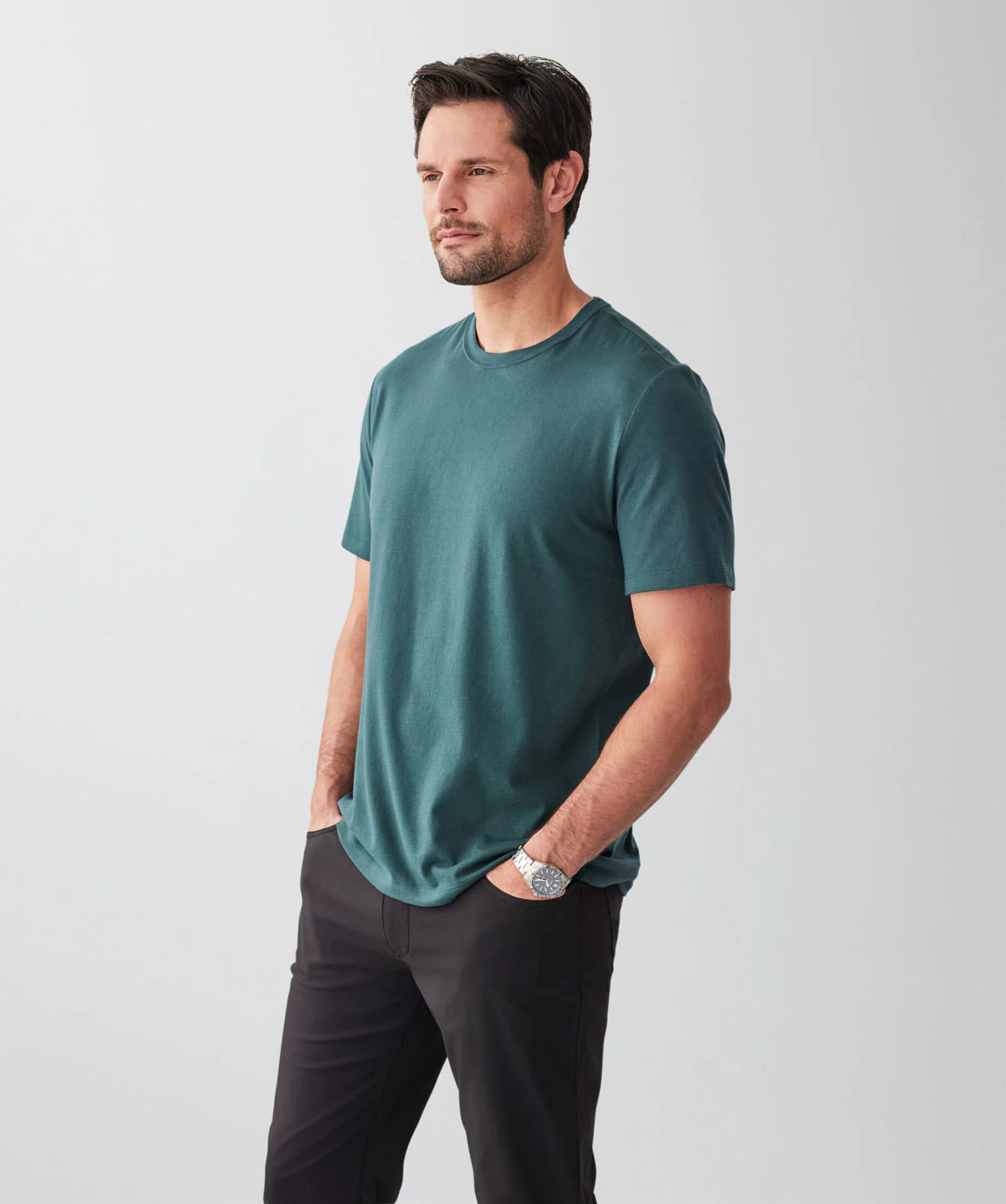 Basic Crew T-shirt - Dark Green - Image 5
