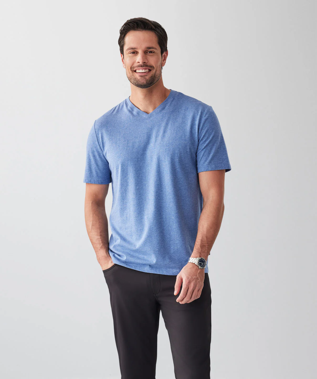 Basic V-Neck T-shirt - Denim