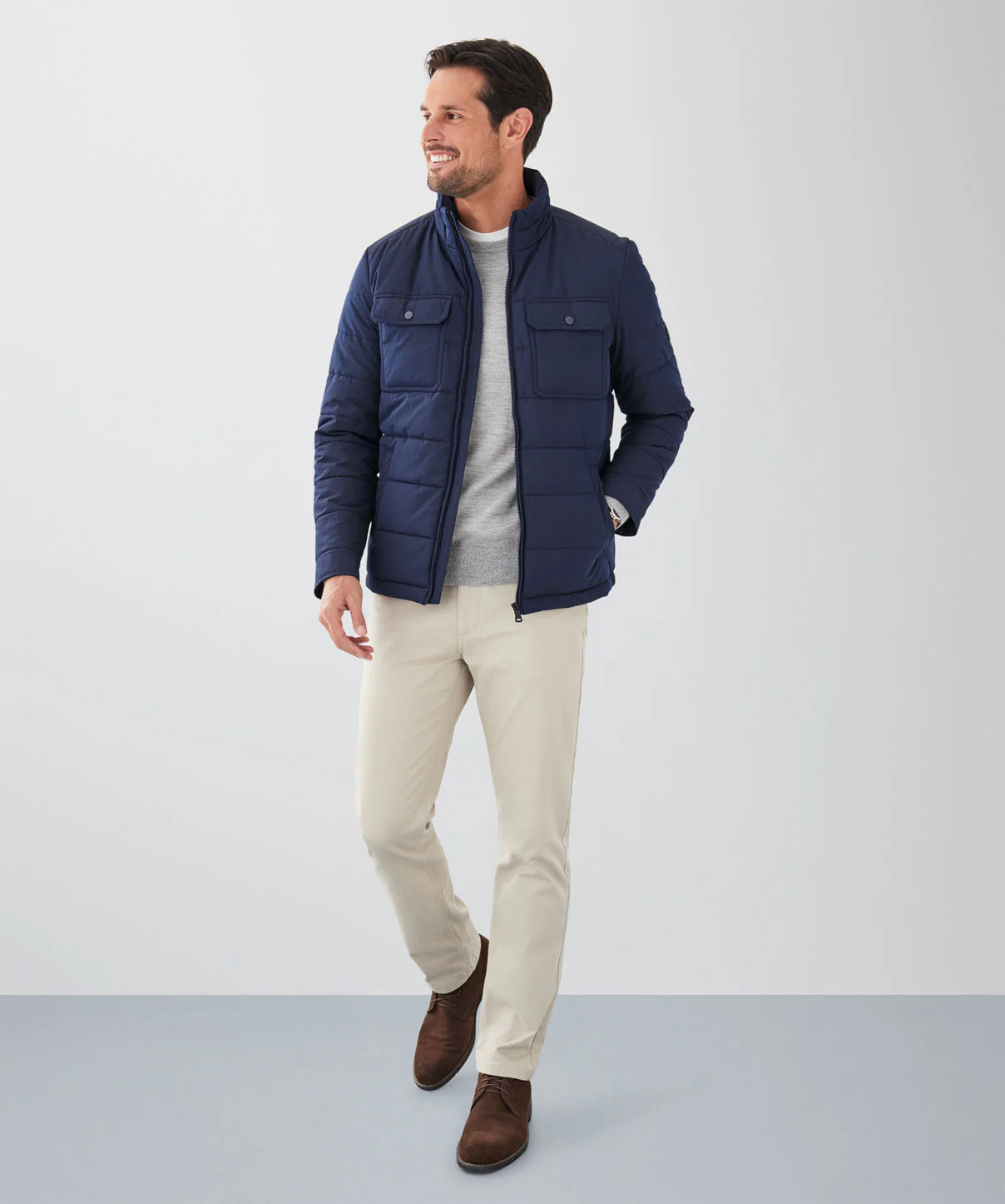 Blair Chest Pocket Puffer Jacket - Navy - Image 4