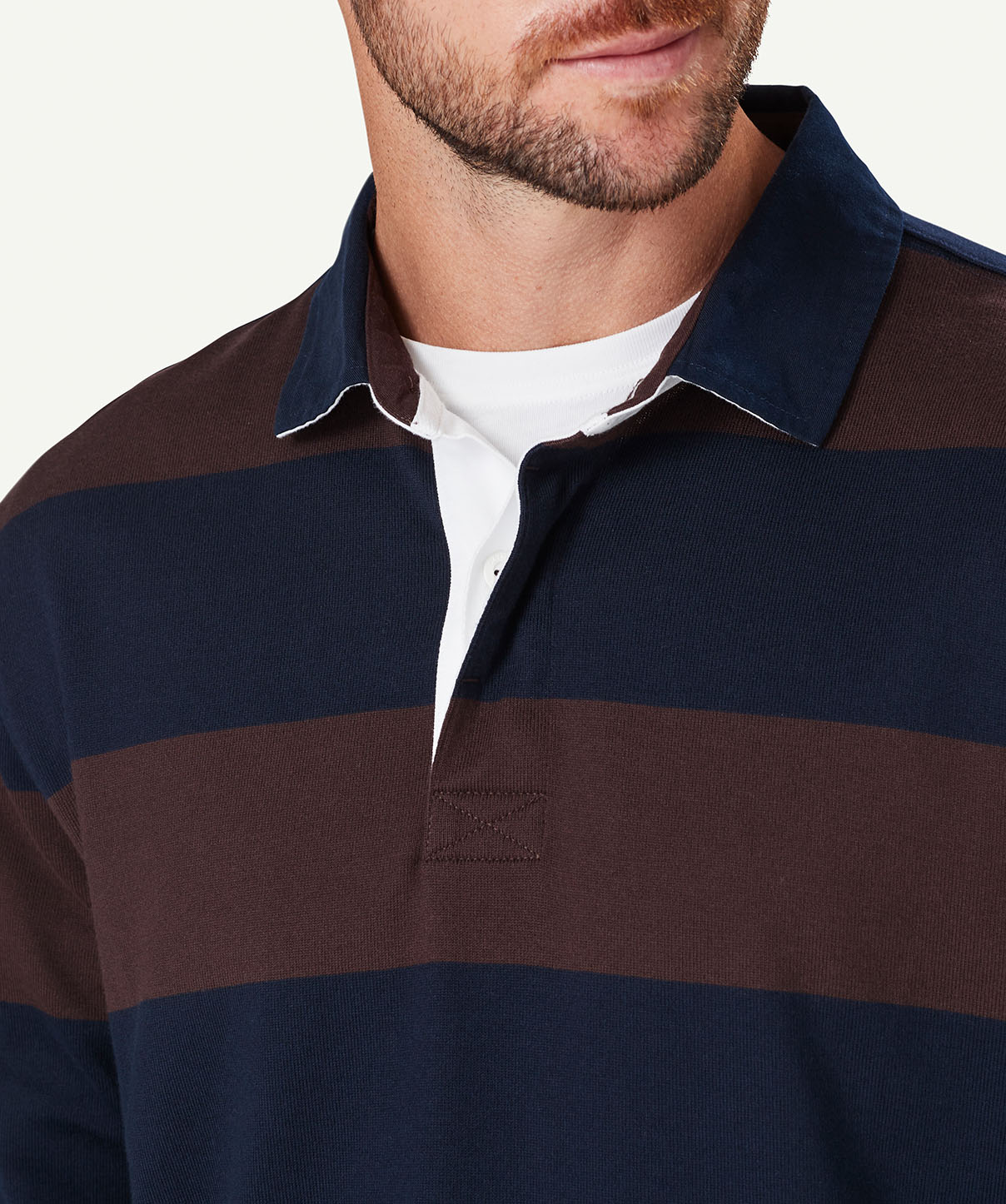 Block Stripe Rugby Jumper - Chocolate - Image 4