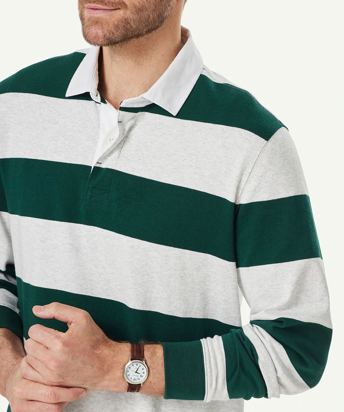 Block Stripe Rugby Jumper - Green - Image 3