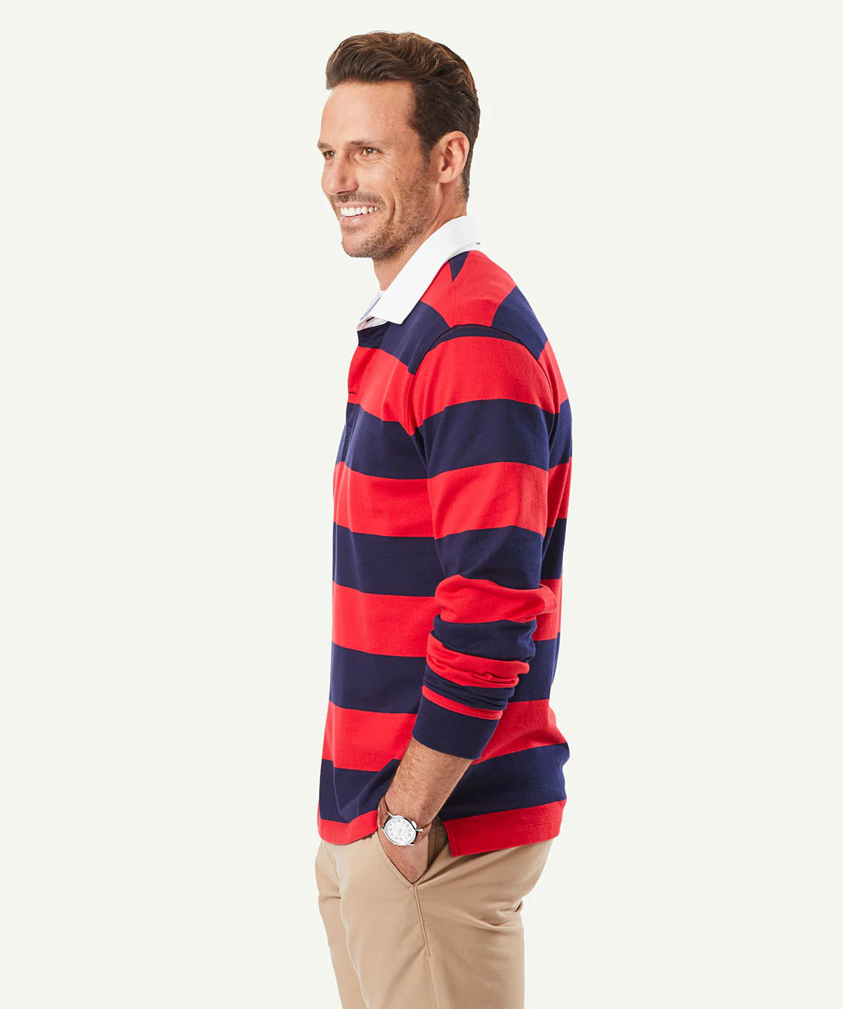 Block Stripe Rugby Jumper - Navy/Red - Image 5