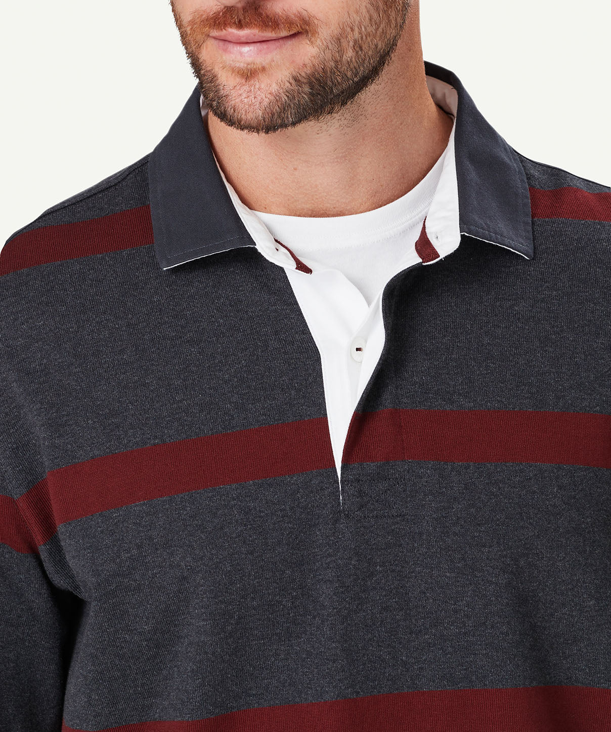 Breton Stripe Rugby Jumper - Charcoal - Image 4