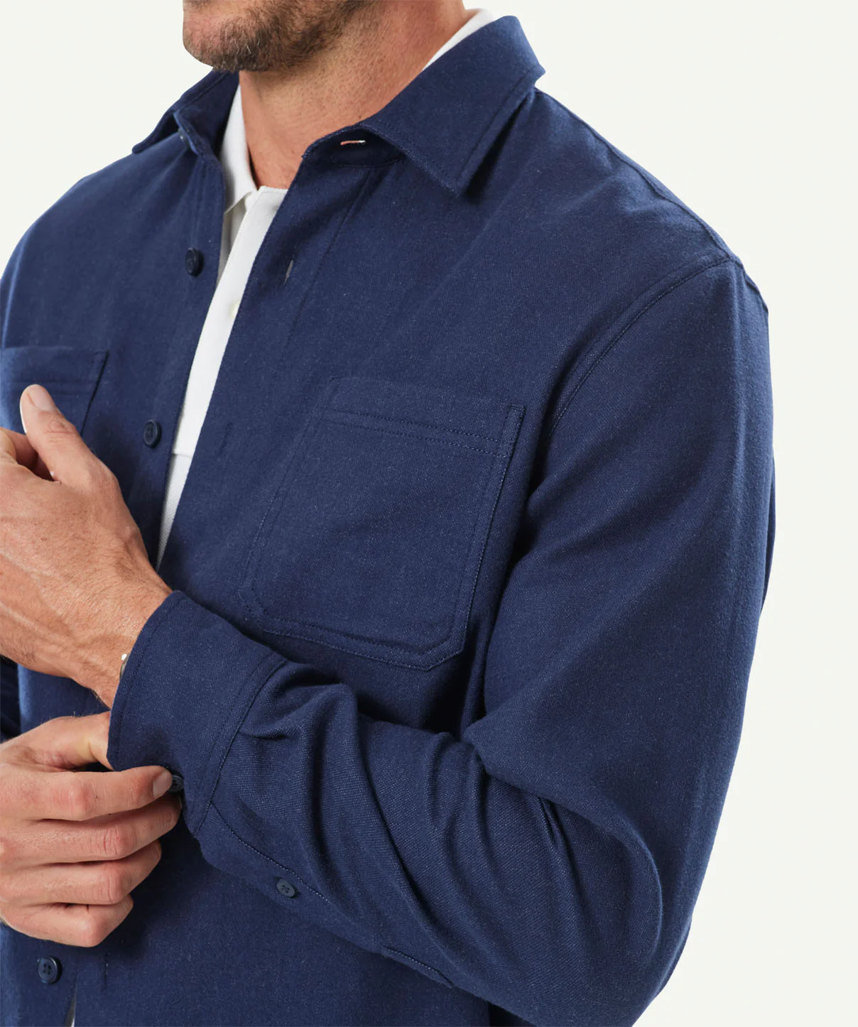 Brushed Overshirt - Navy - Image 4