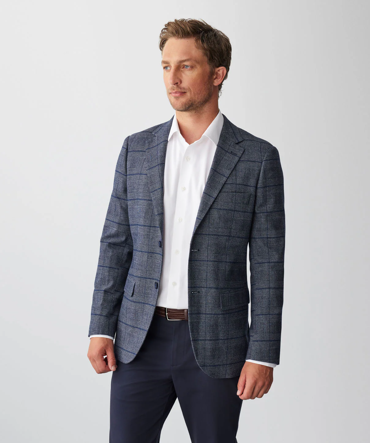 Brushed Prince of Wales Sports Jacket - Navy