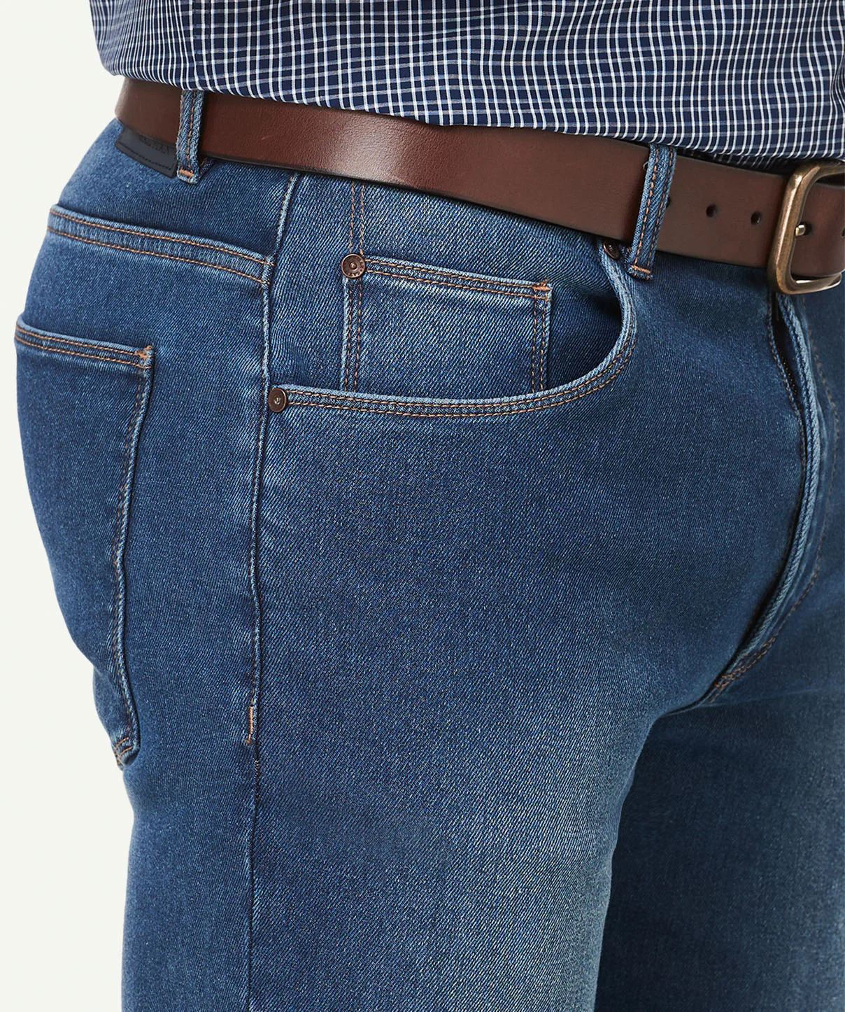 Brushed Straight Jeans - Washed Indigo - Image 6