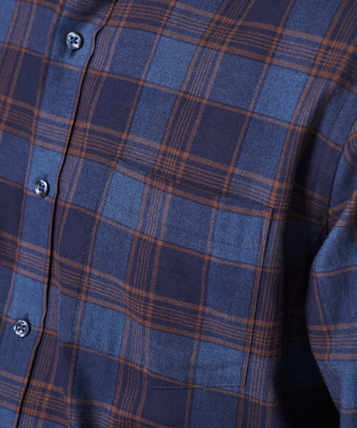 Brushed Twill Melange Check Shirt - Navy Melange - Image 7