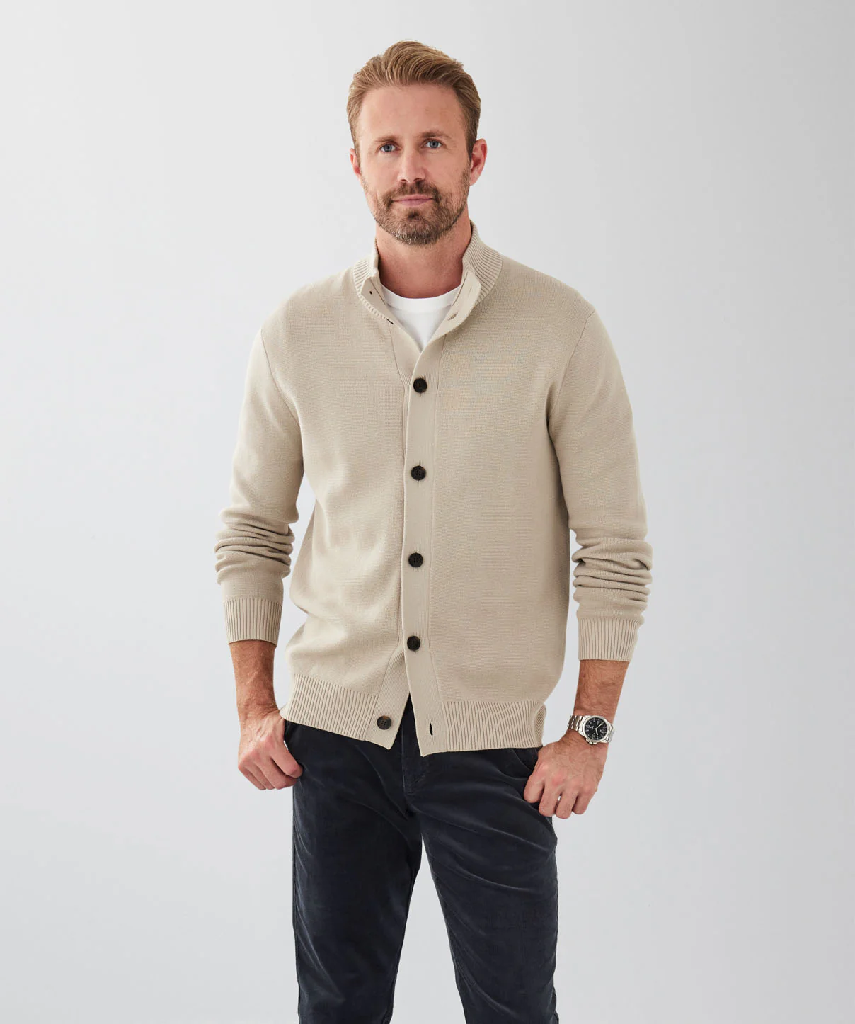 Button Through Cardigan - Sand