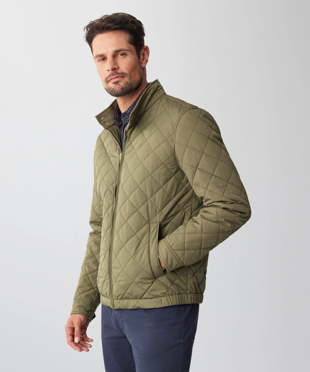 Campbell Zip Harrington Jacket - Olive - Image 6