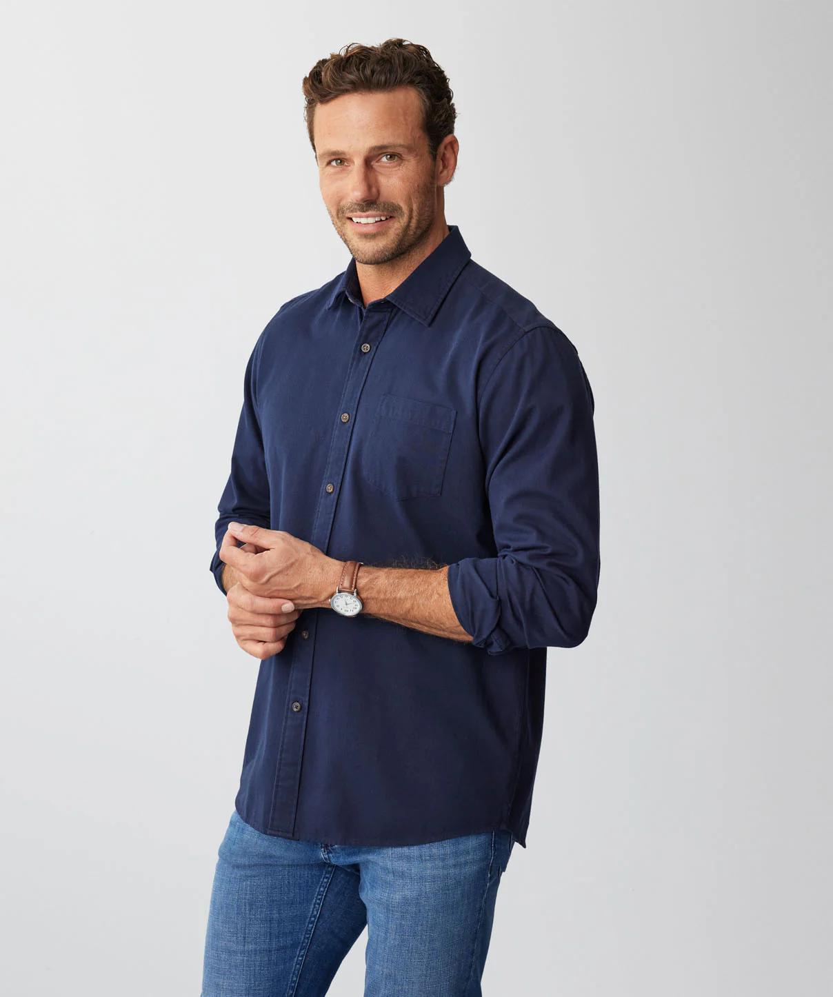 Casual Bedford Long Sleeve Shirt - Midnight - Image 5