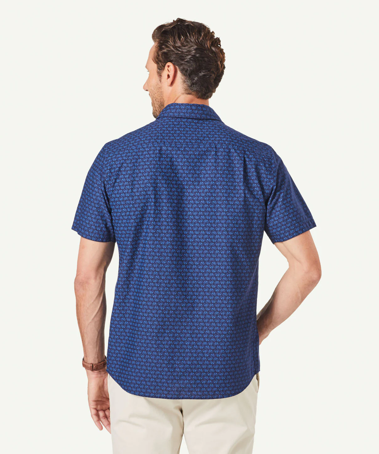 Casual Bicycle Print Short Sleeve Shirt - Navy - Image 3