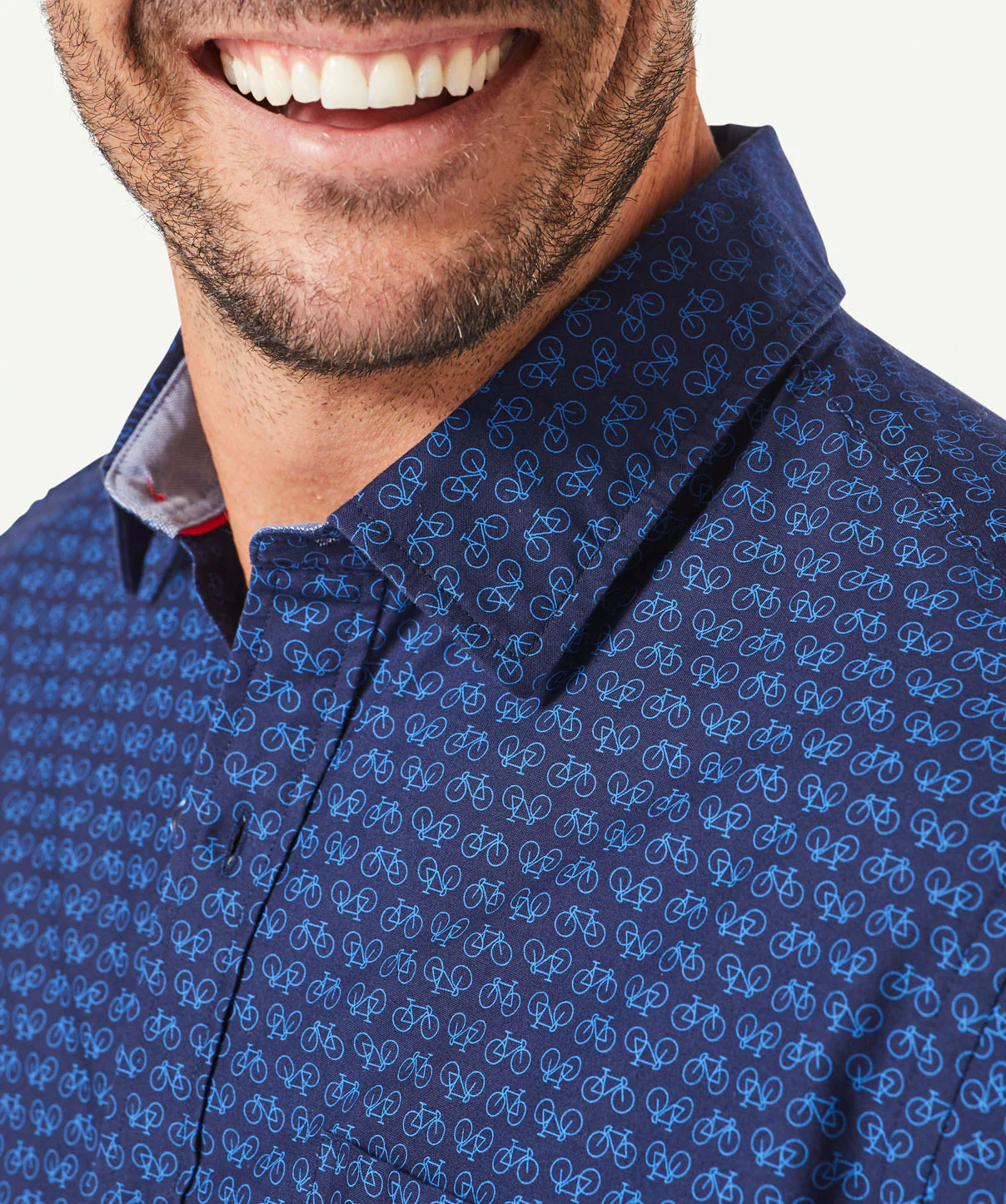 Casual Bicycle Print Short Sleeve Shirt - Navy - Image 4