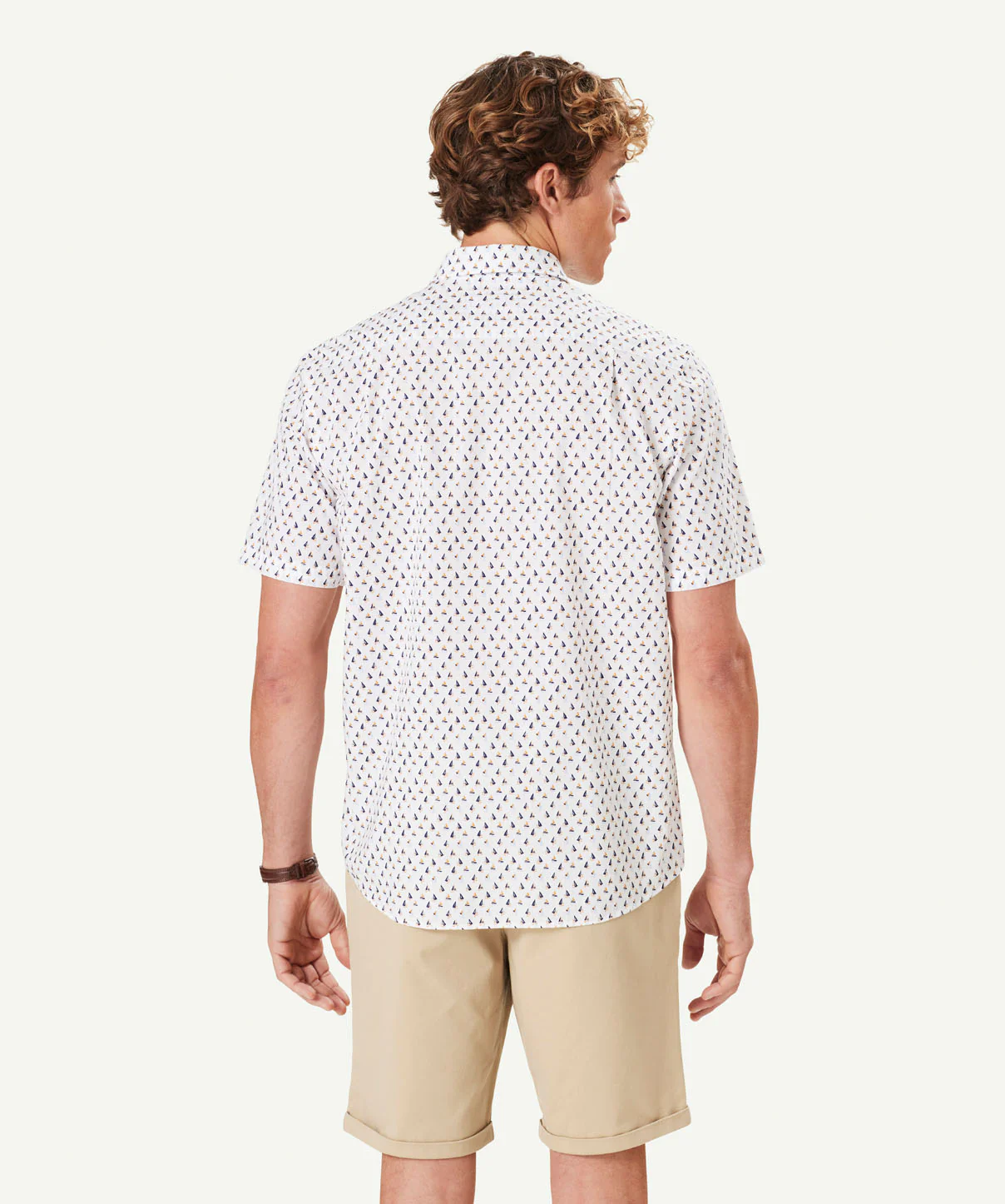 Casual Boat Print Short Sleeve Shirt - White - Image 3
