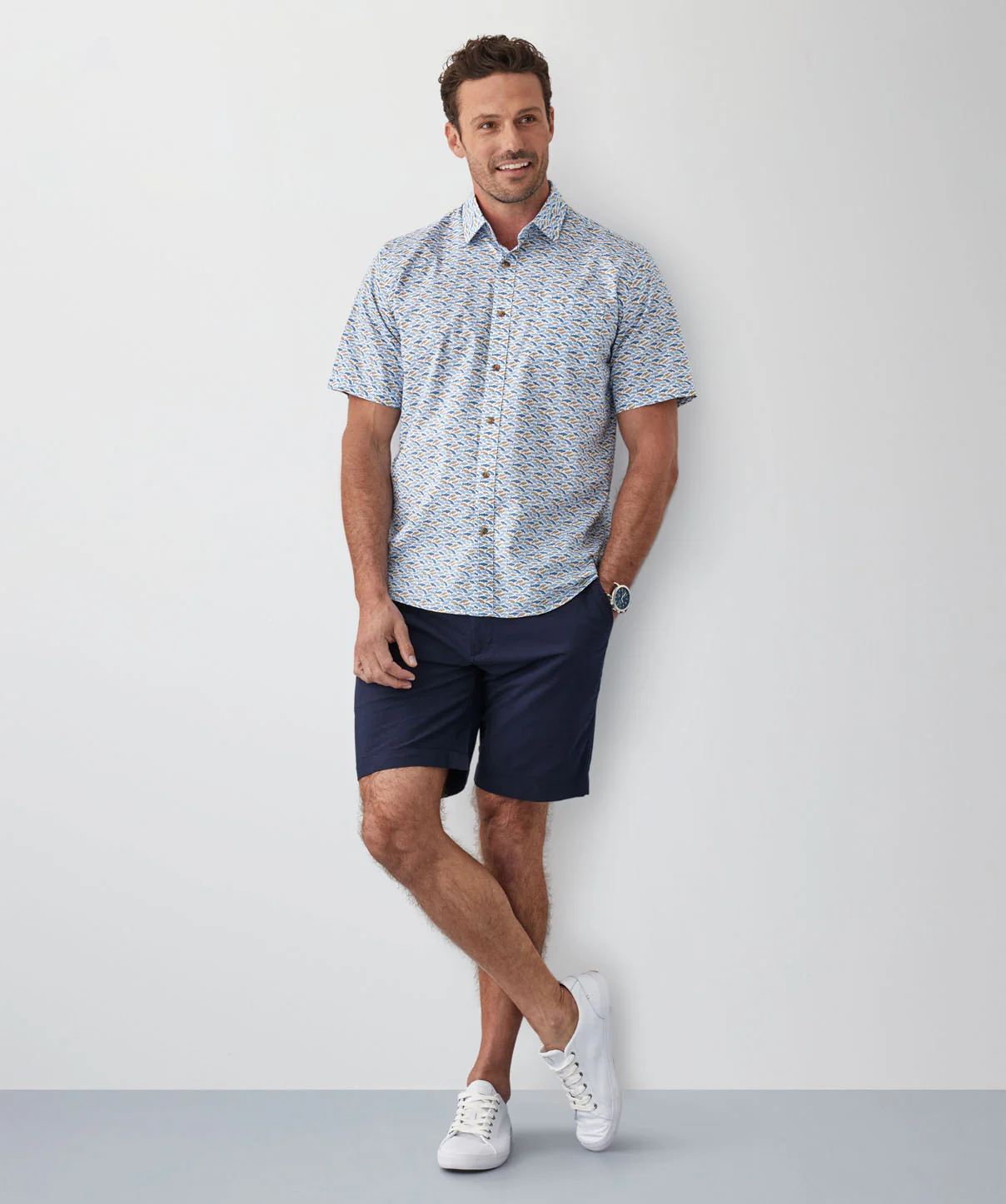 Casual Fish Print Short Sleeve Shirt - Multi - Image 5