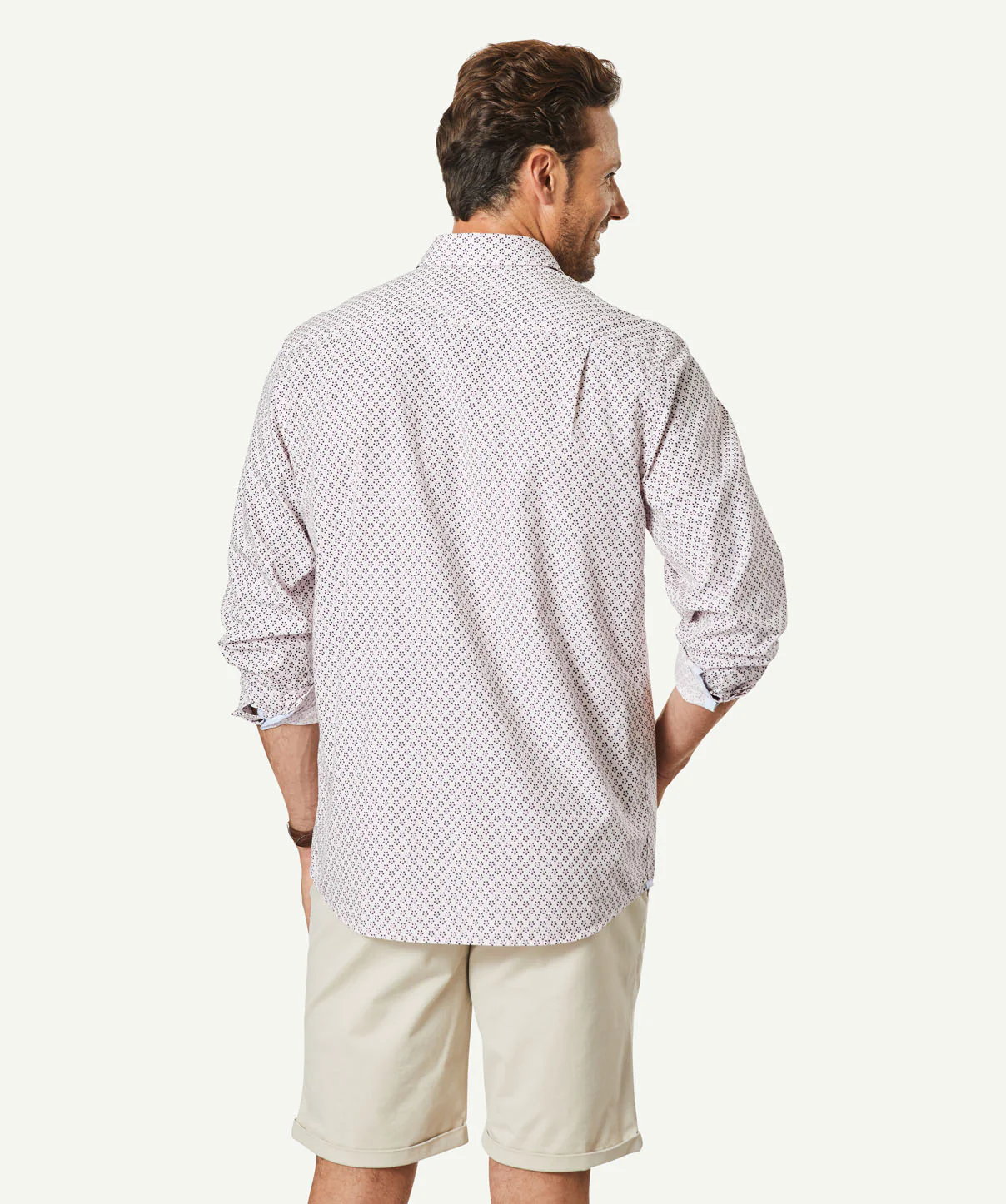 Casual Floral Print Long Sleeve Shirt - Flamingo - Image 3
