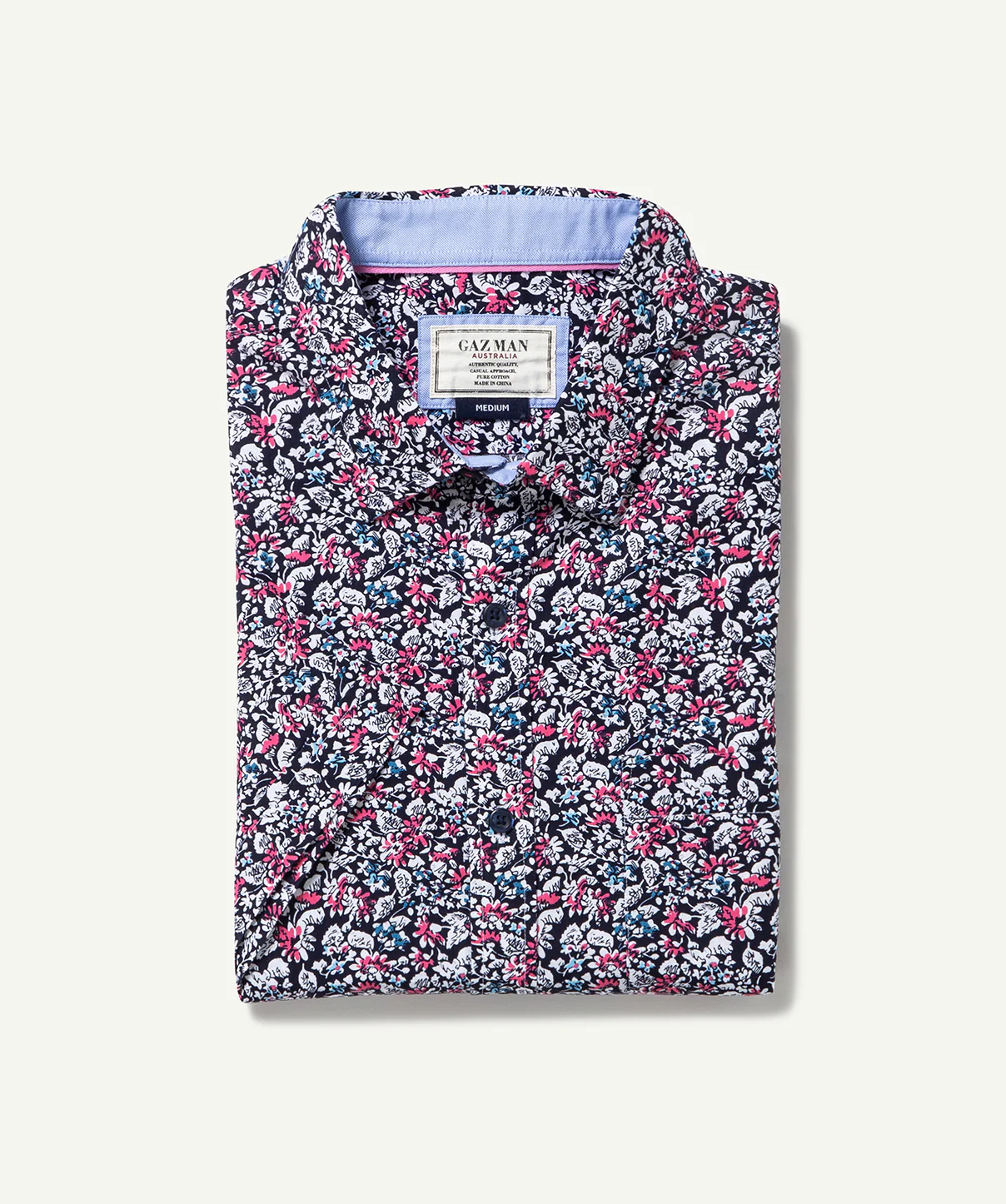 Casual Floral Printed Short Sleeve Shirt - Navy - Image 2