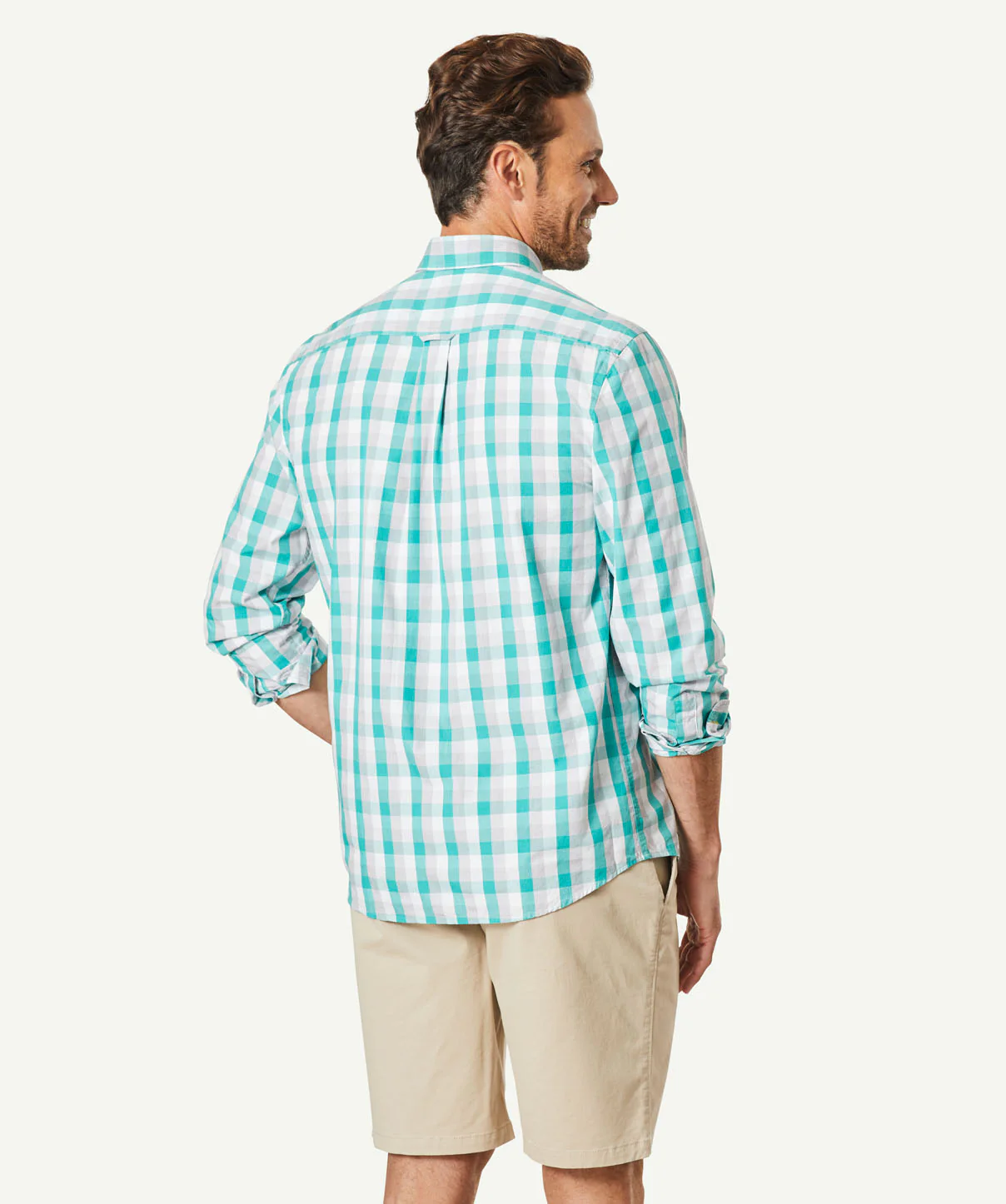 Casual Melange Check Long Sleeve Shirt - Jade - Image 3