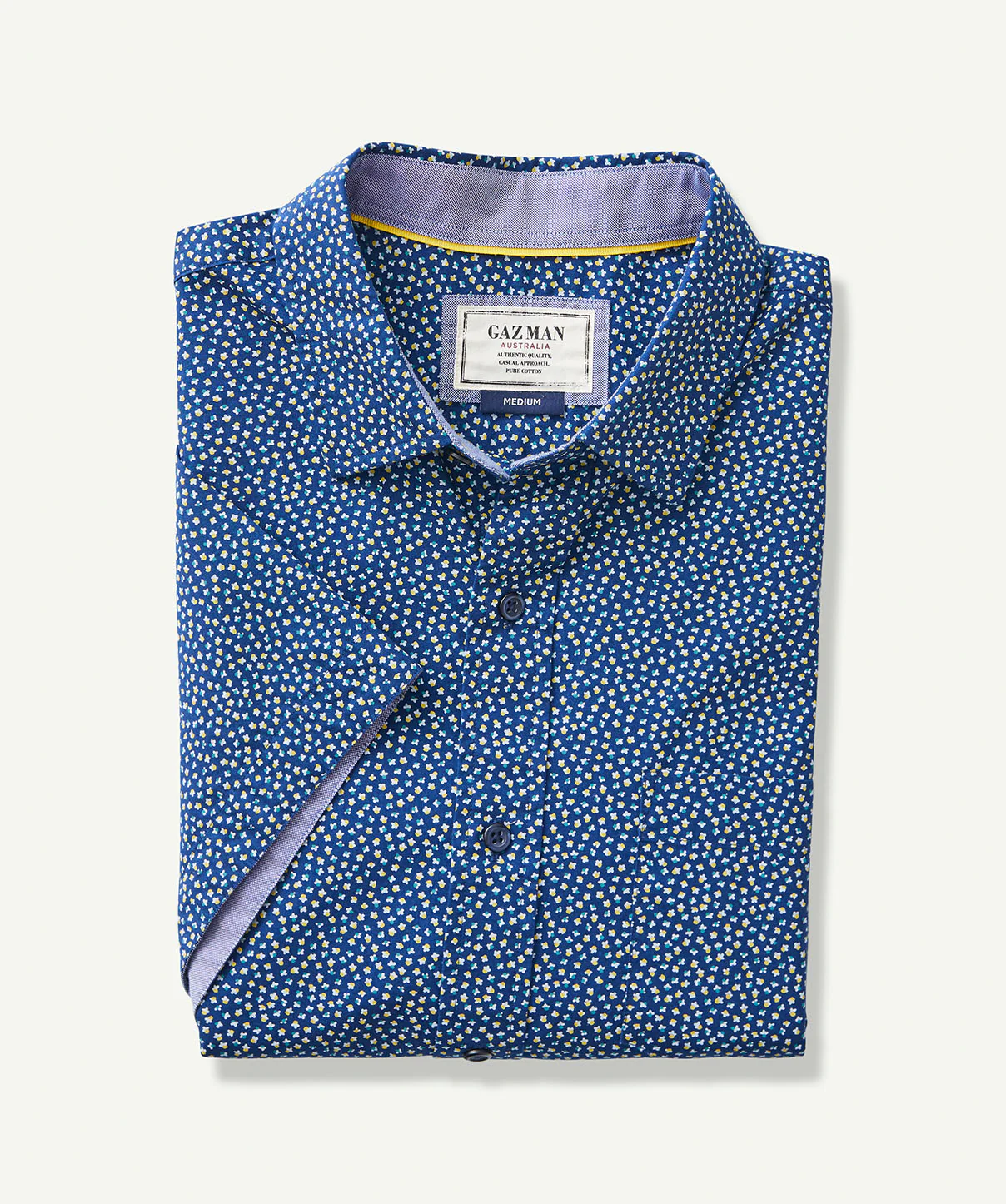 Casual Mini Floral Print Short Sleeve Shirt - Navy - Image 2
