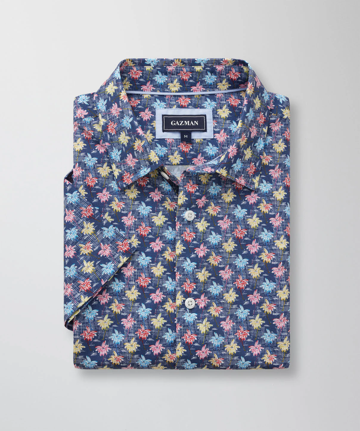 Casual Multi Palm Short Sleeve Shirt - Navy - Image 2