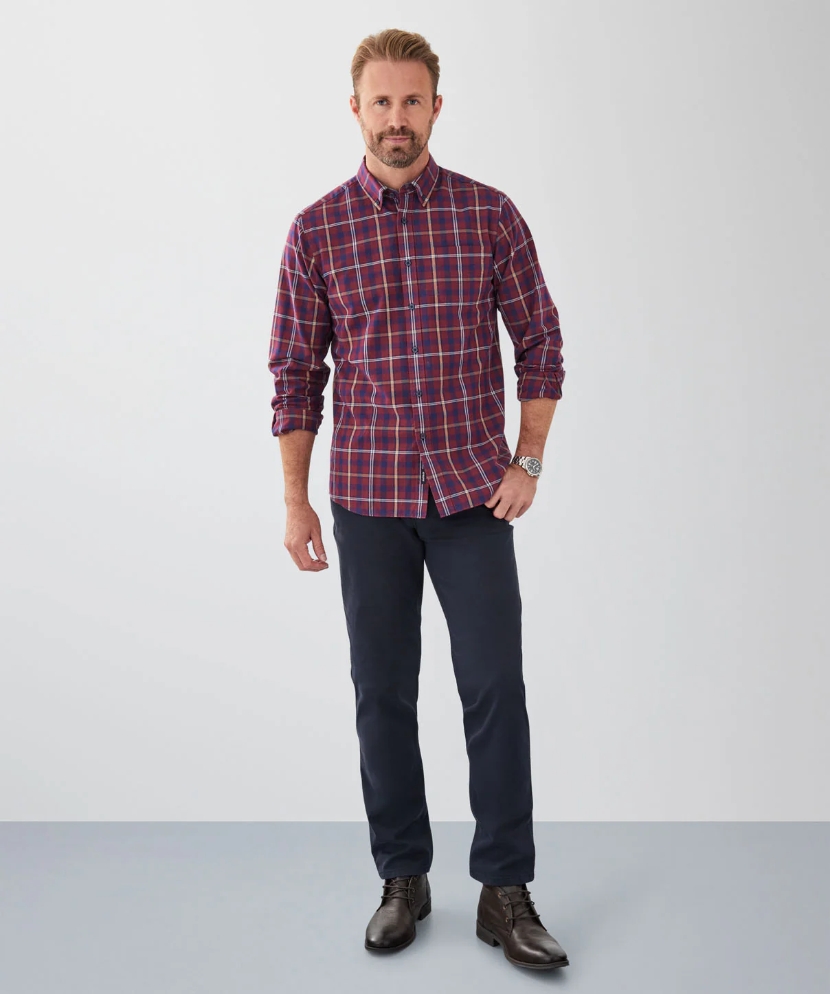 Casual Oxford Check Long Sleeve Shirt - Multi - Image 4