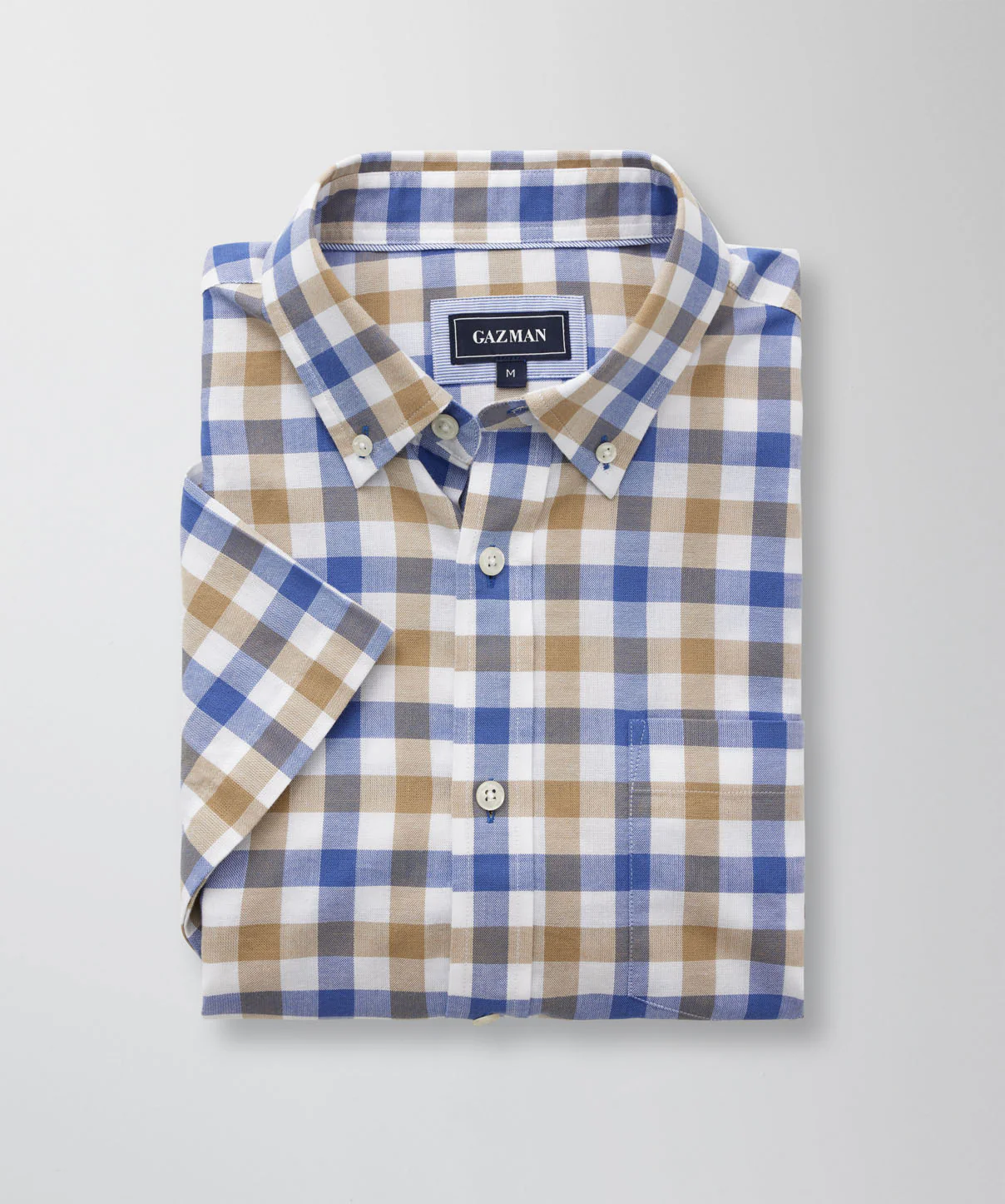 Casual Oxford Check Short Sleeve Shirt - Natural - Image 2