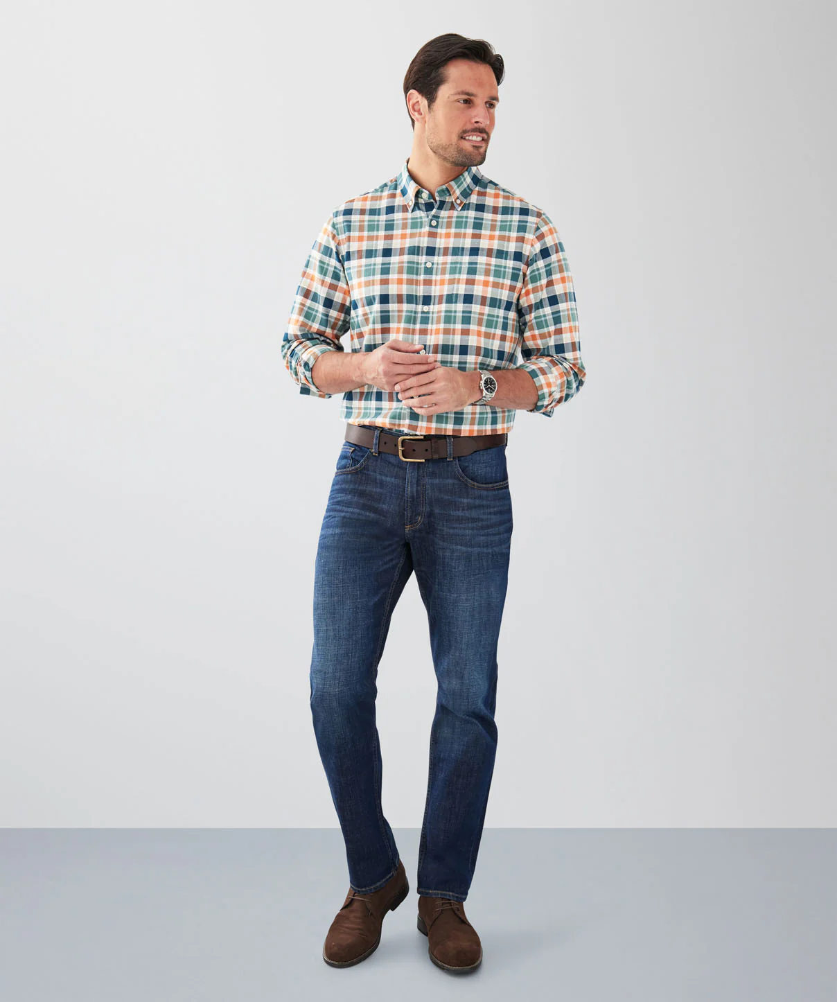 Casual Oxford Multi Check Long Sleeve Shirt - Multi - Image 4