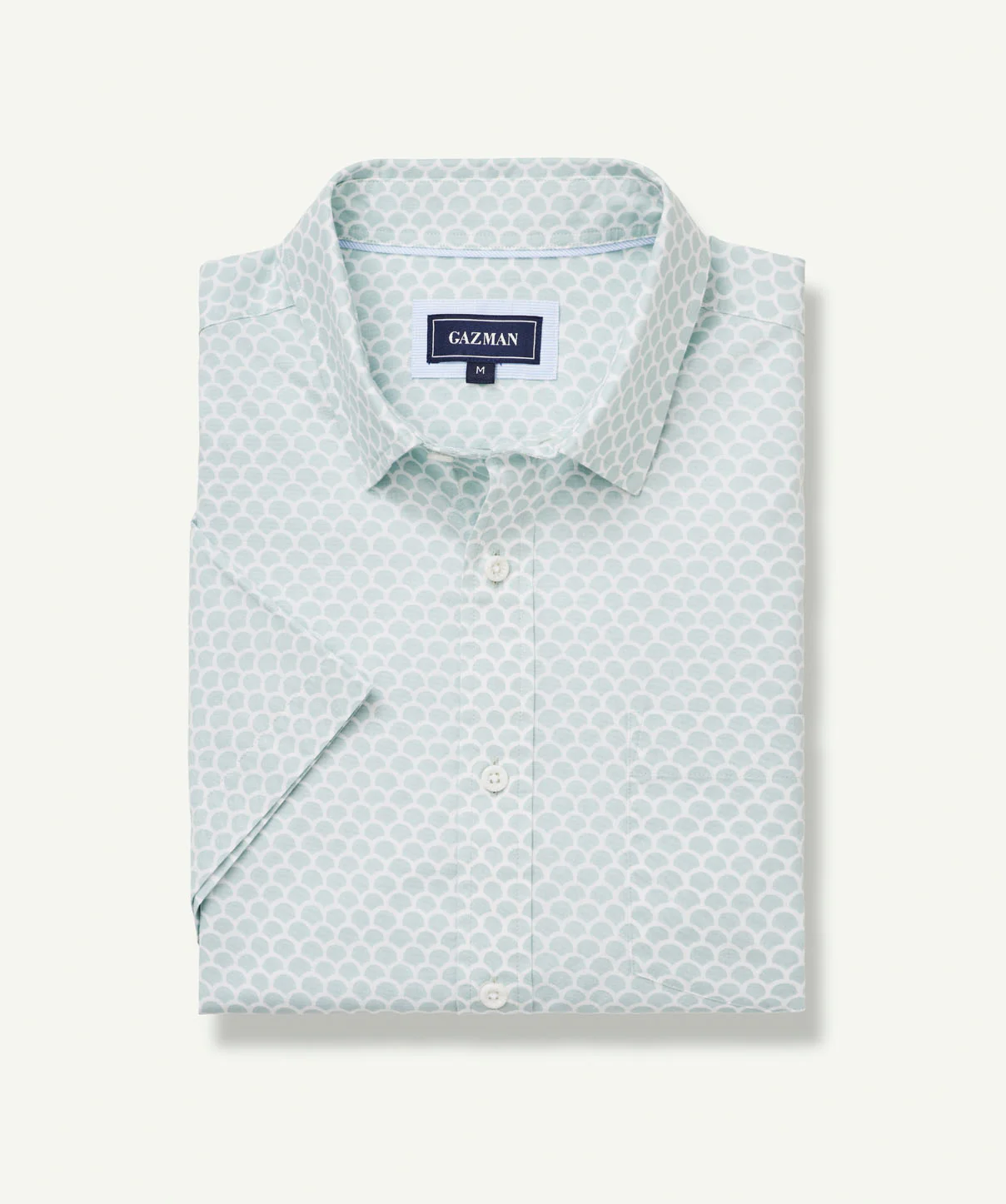 Casual Scale Print Short Sleeve Shirt - Sage - Image 2