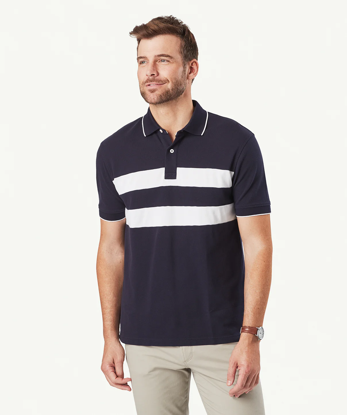 Chest Stripe Polo - Navy