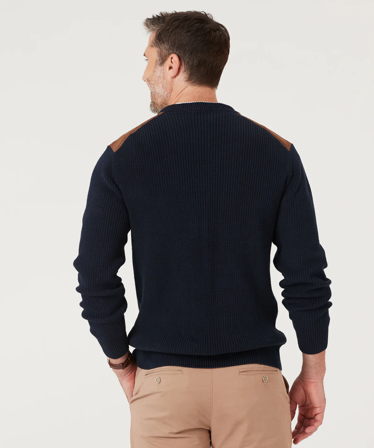 Chunky Fishermans Crew Knit - Navy - Image 4