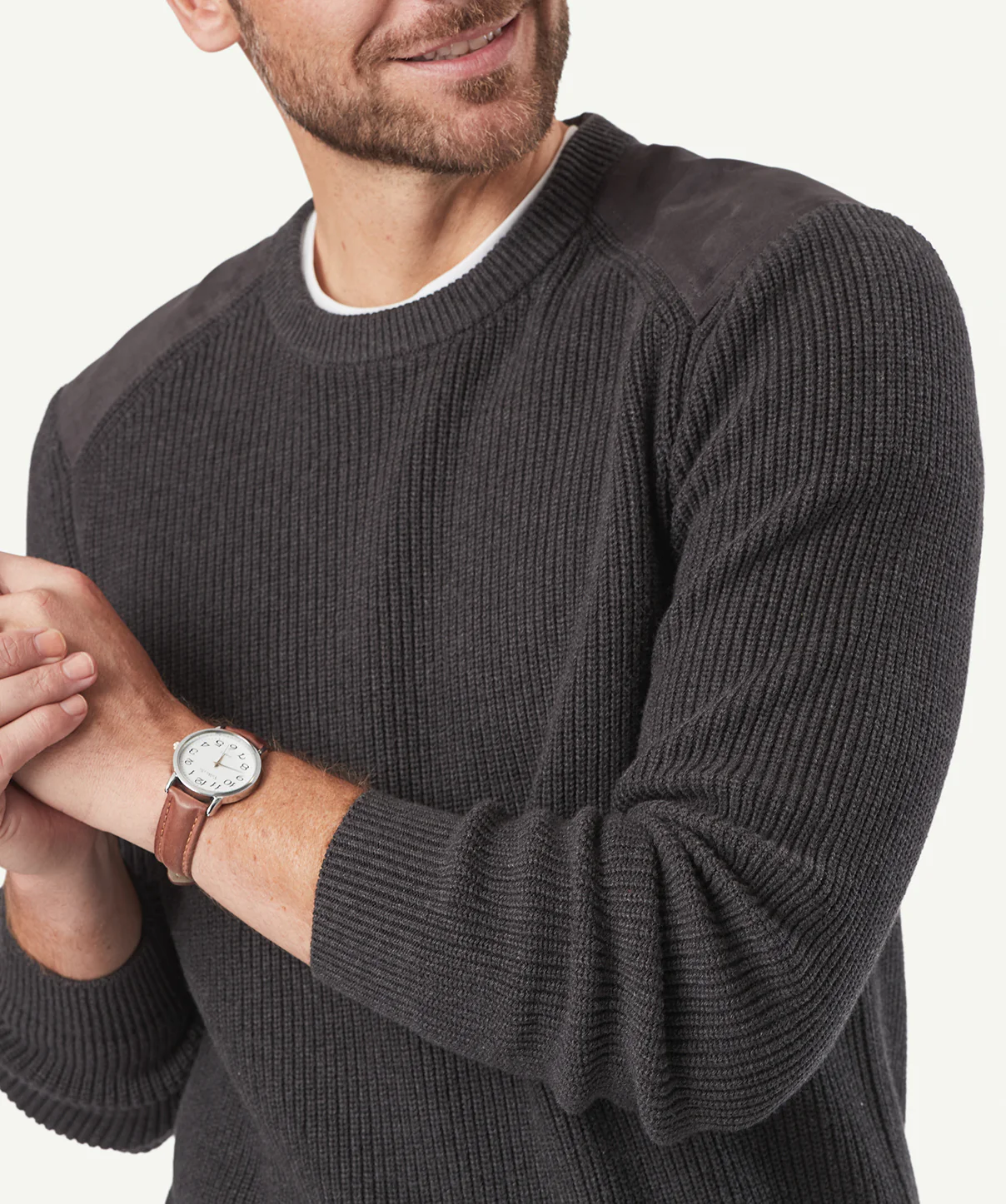 Chunky Fishermans Crew Neck Knit - Charcoal - Image 6