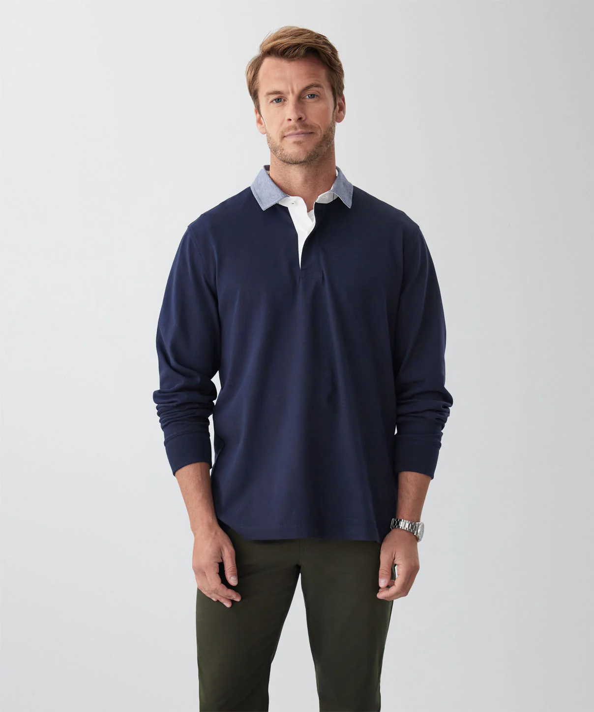 Classic Plain Rugby Jumper - Navy