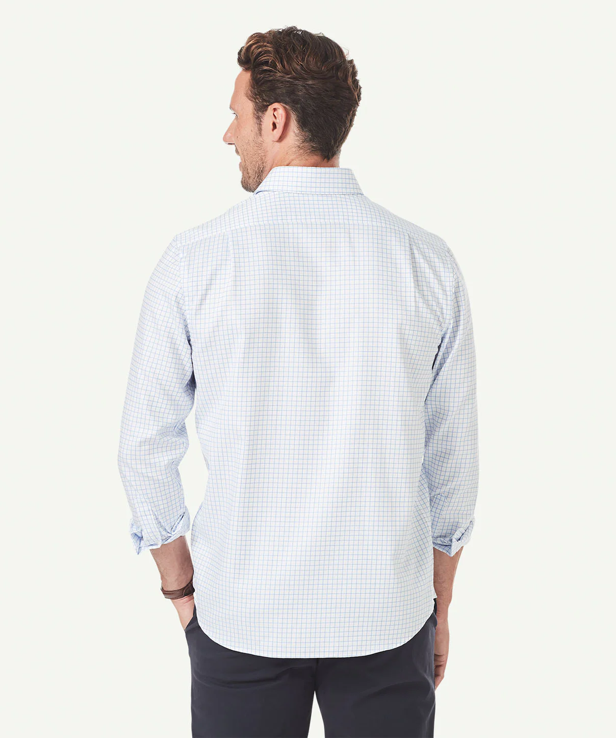 Classic Twill Check Shirt - Sky Blue - Image 3