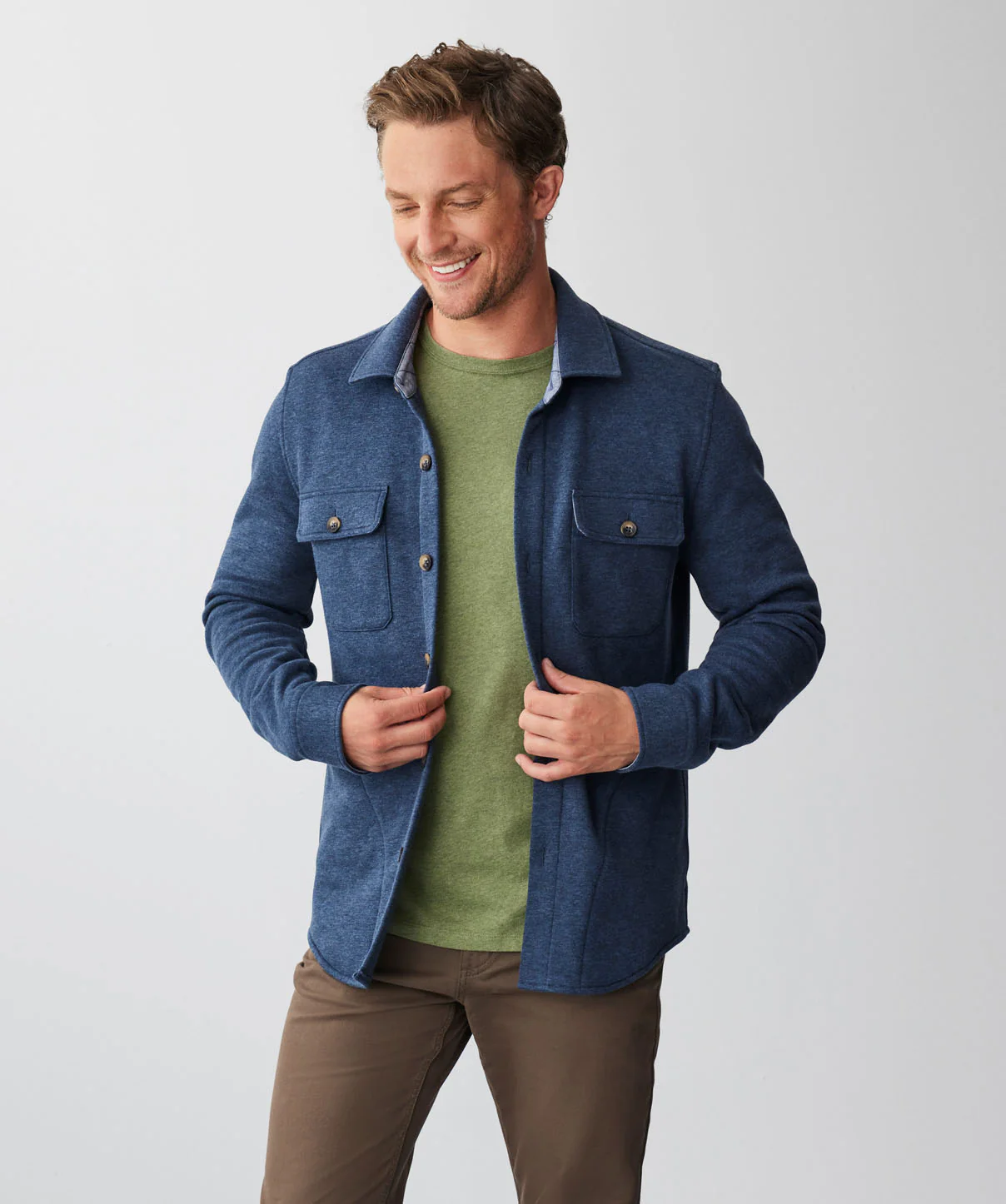 Comfort Shacket - Navy Melange