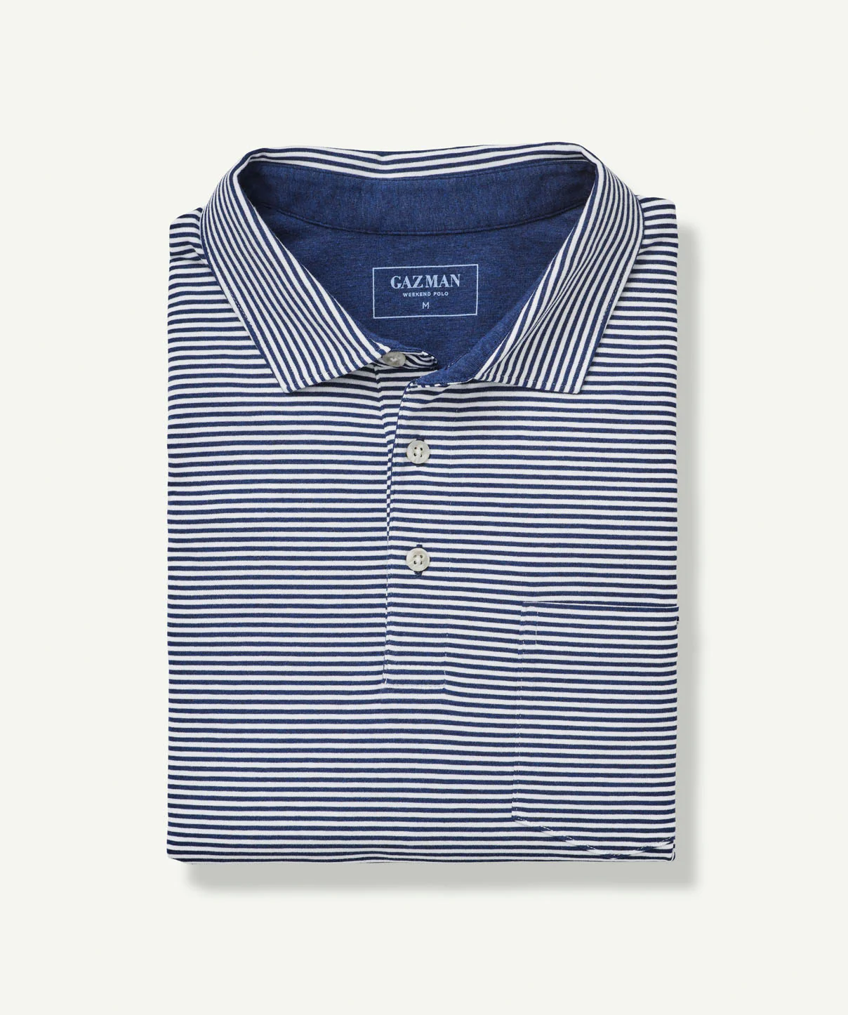 Comfort Stripe Polo - Navy - Image 2