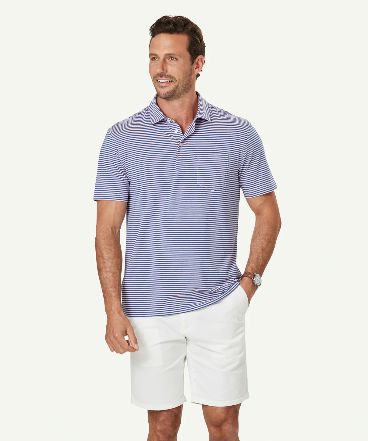 Comfort Stripe Polo - Pale Pink