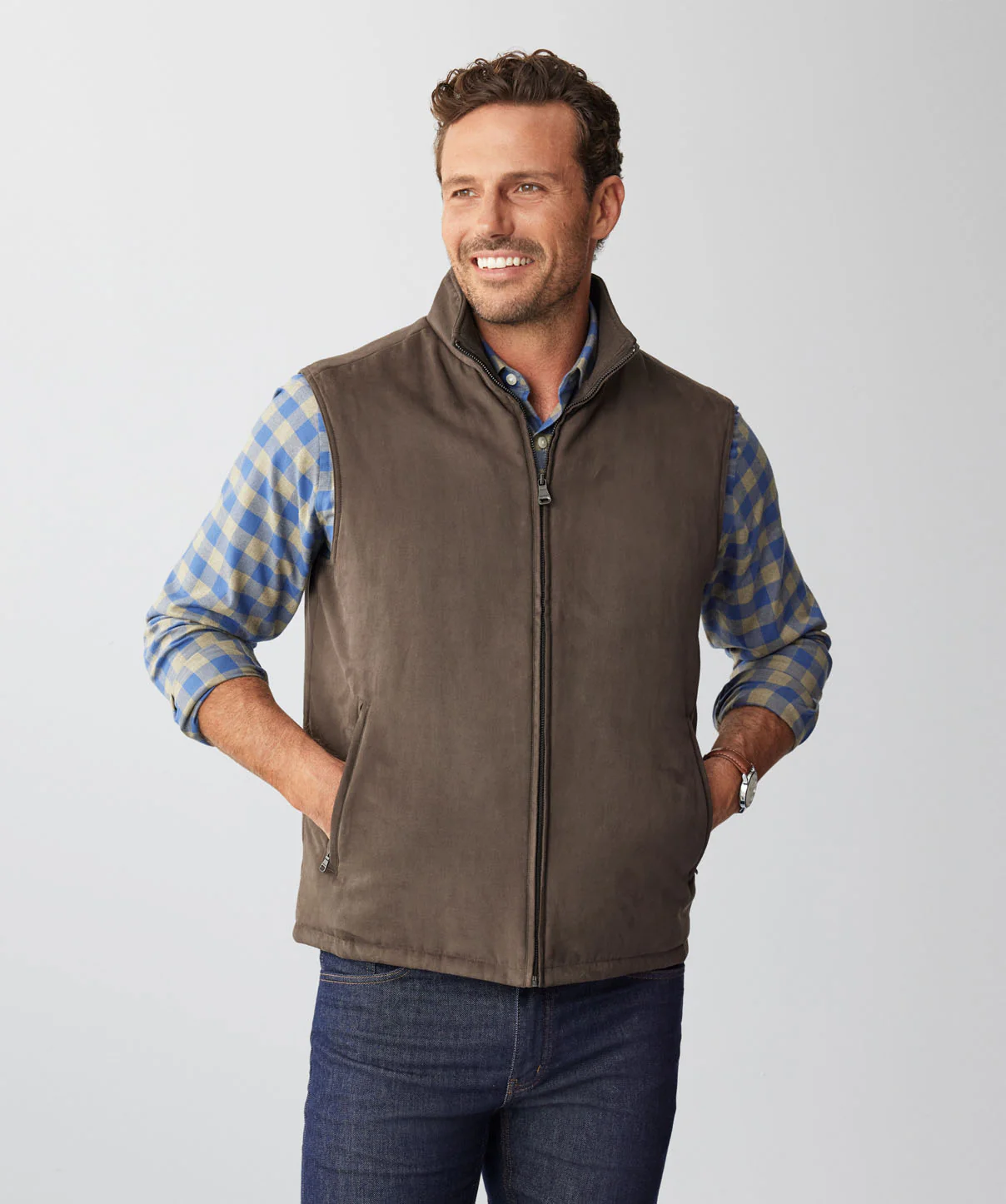 Cremorne Mock Suede Vest - Walnut