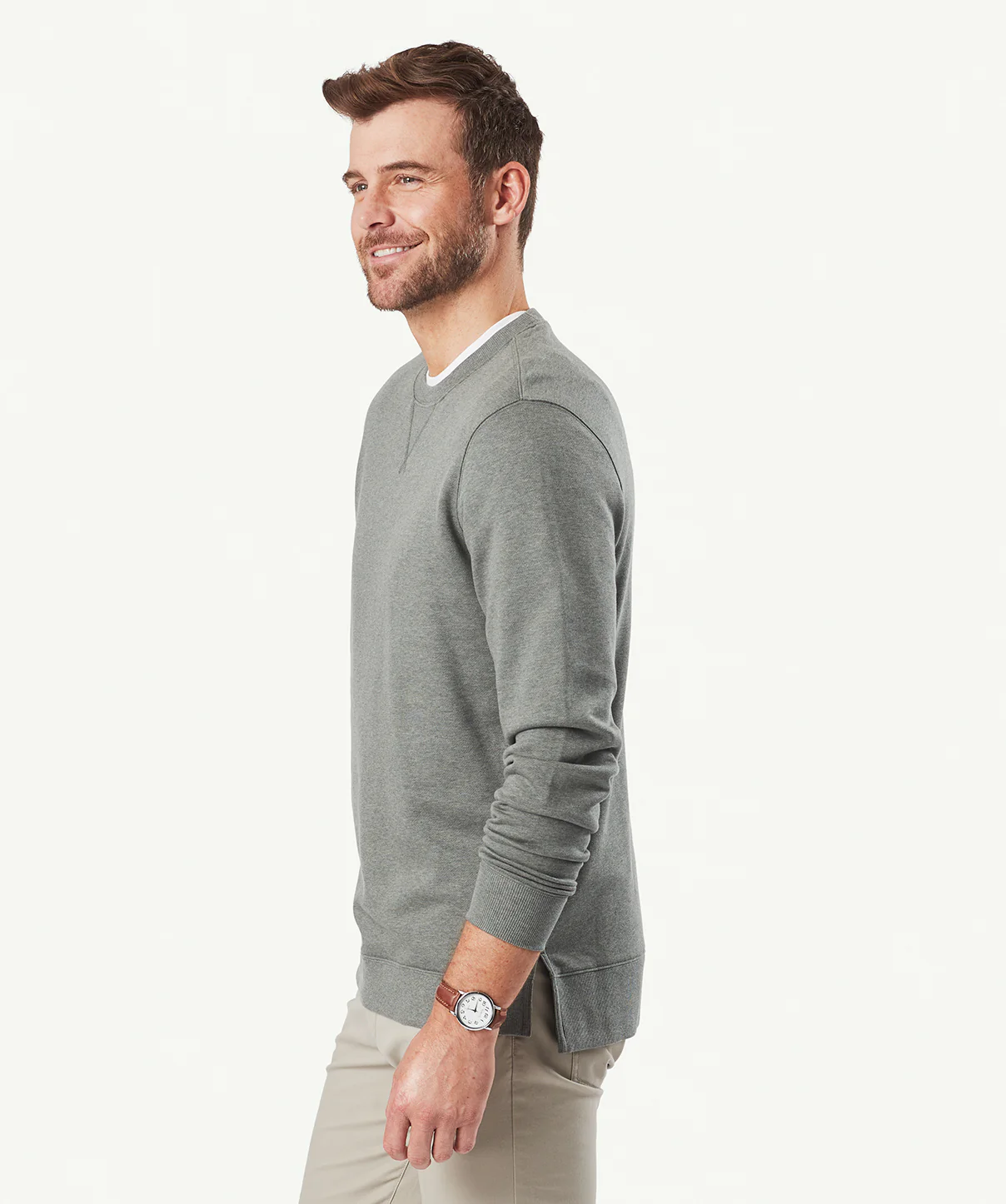 Crew Neck Sweat - Dark Olive - Image 5