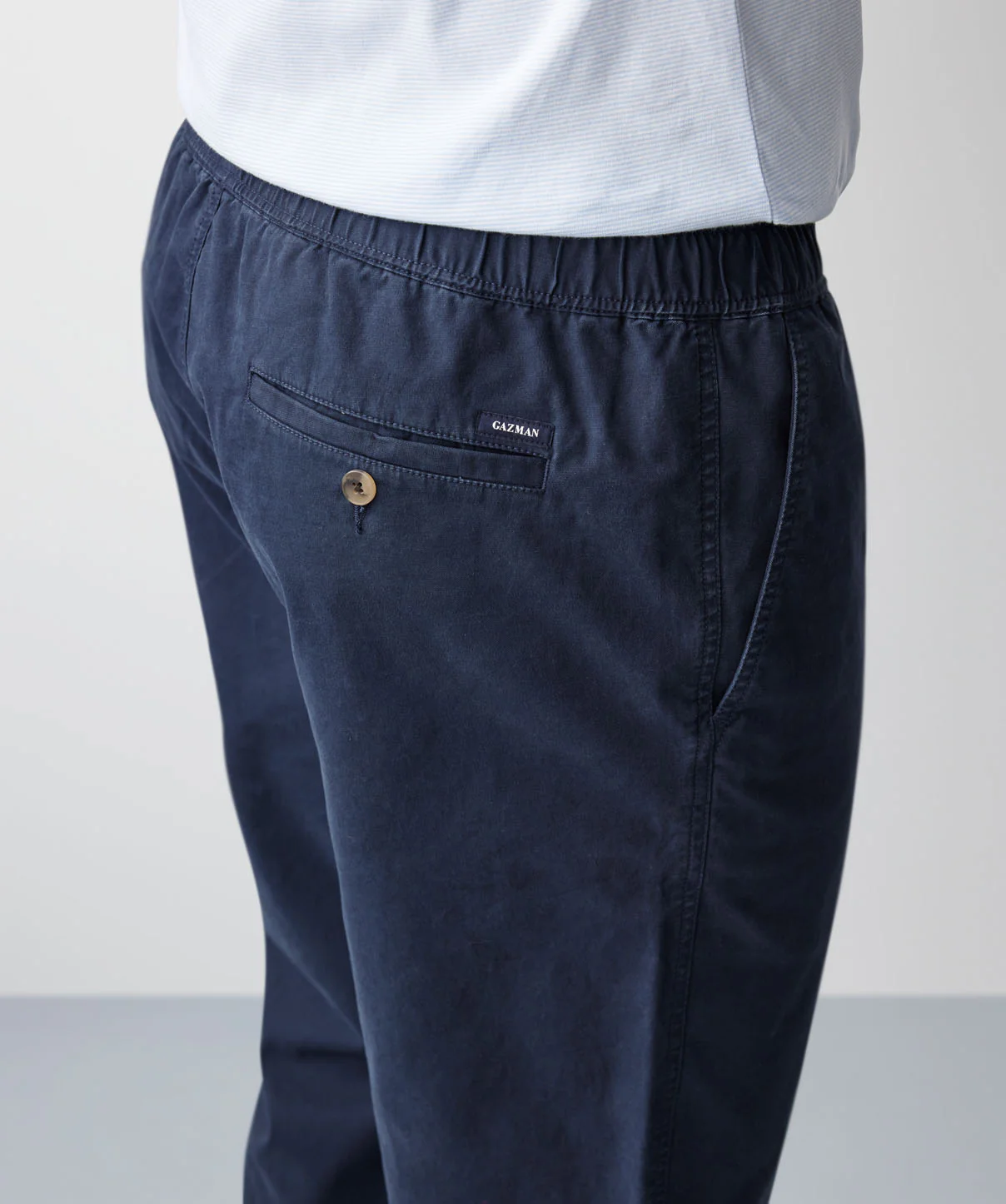 Drawstring Cotton Pants - Navy - Image 4
