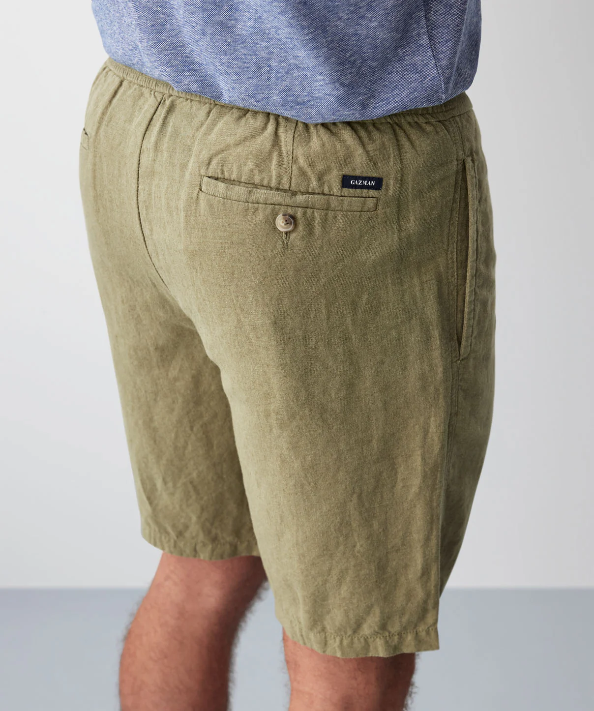 Drawstring Linen Blend Shorts - Moss - Image 4