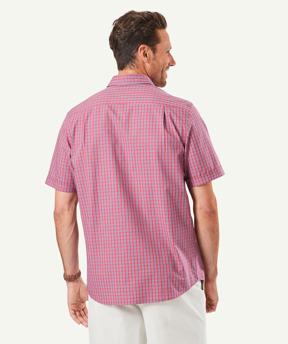 Easy Care Check Short Sleeve Shirt - Red - Image 3