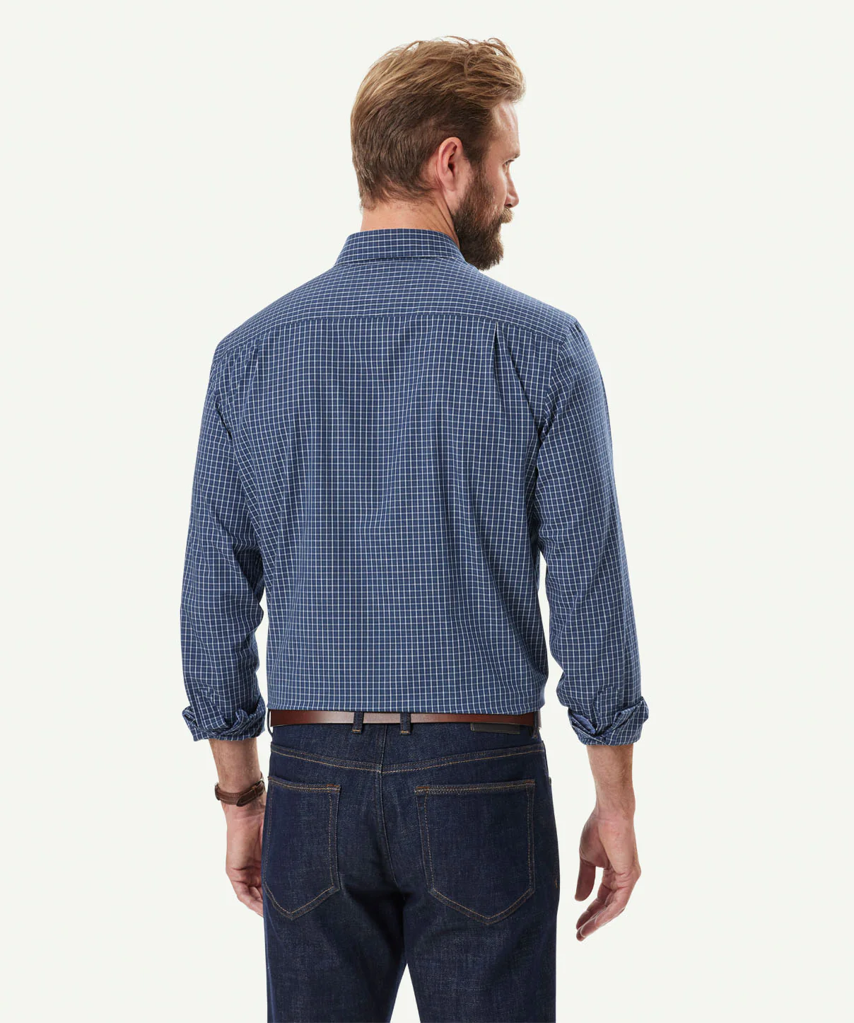 Easy Care Melange Check Long Sleeve Shirt - Navy Melange - Image 3