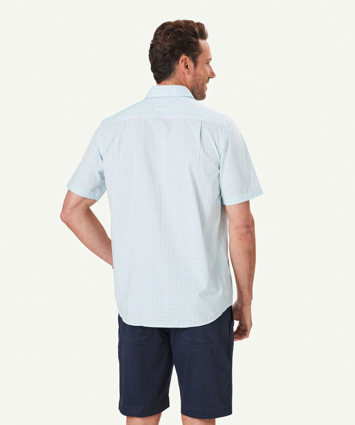 Easy Care Melange Check Short Sleeve Shirt - Emerald - Image 3