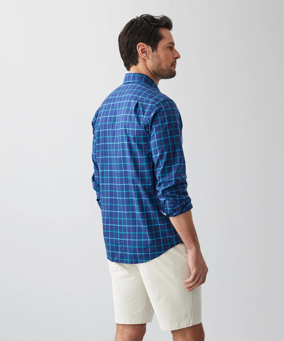 Easy Care Multi Check Long Sleeve Shirt - Blue - Image 2