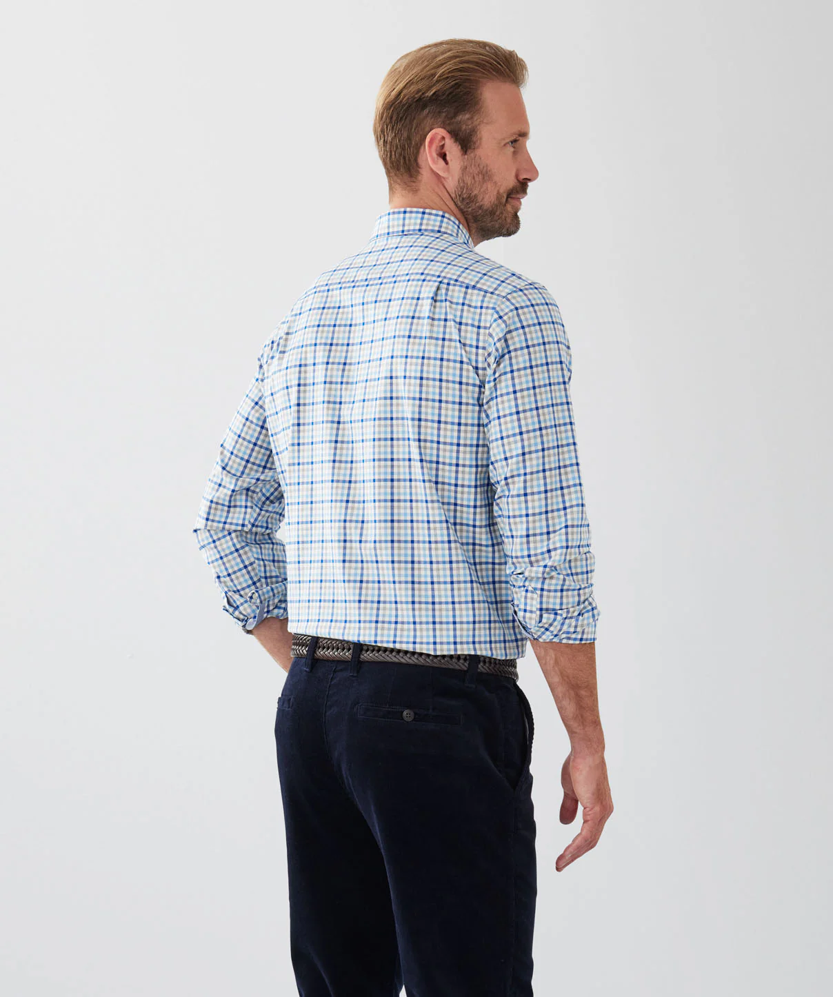 Easy Care Multi Check Long Sleeve Shirt - Blue - Image 2