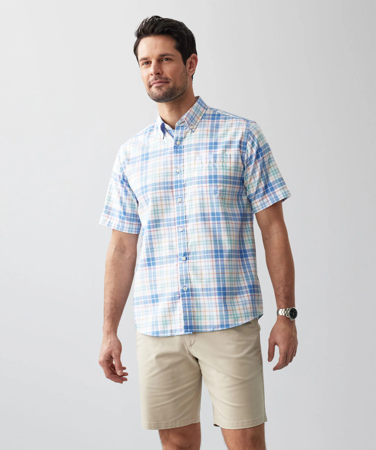 Easy Care Multi Check Short Sleeve Shirt - Multi Check