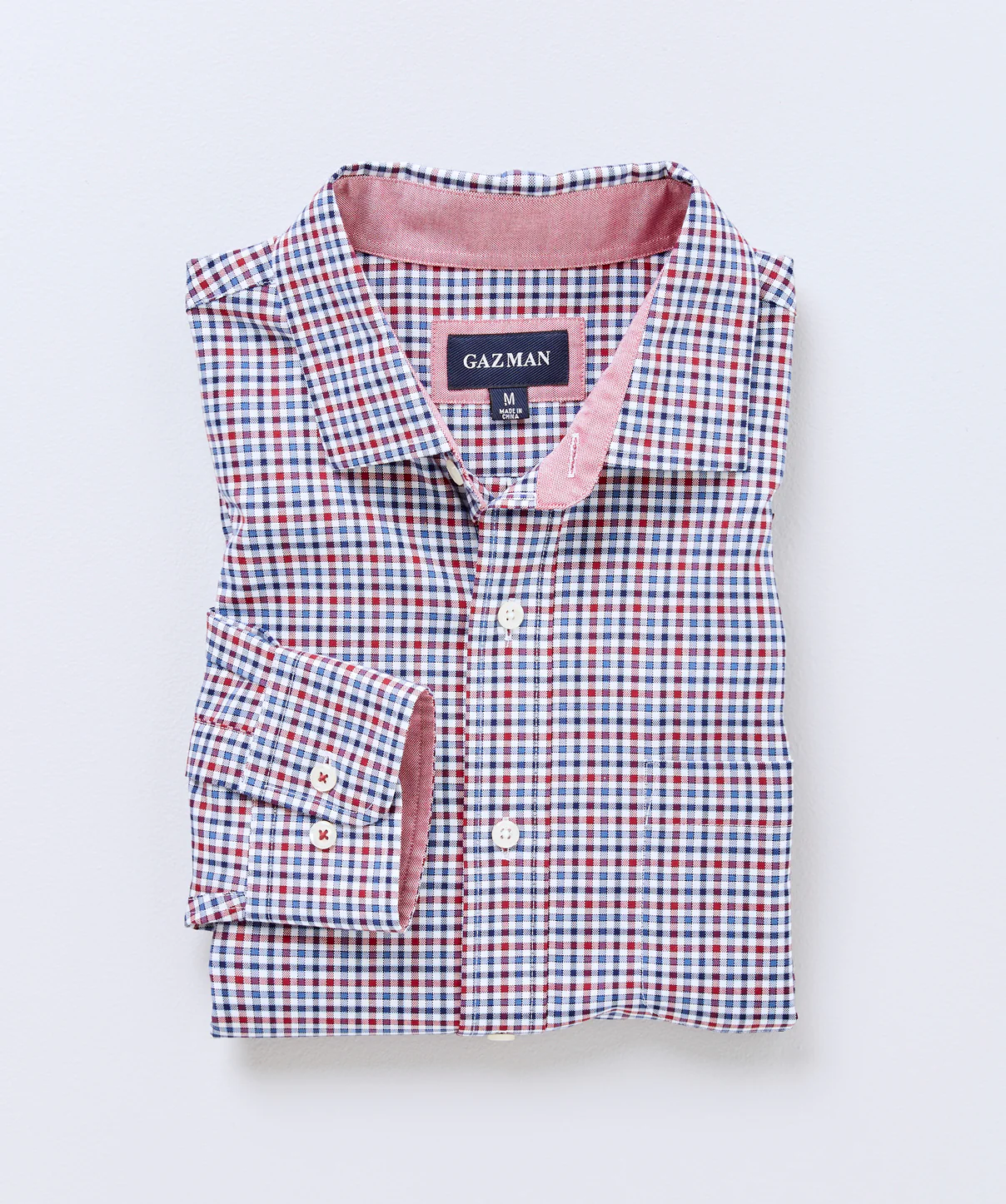 Easy Care Oxford Check Shirt - Red - Image 2