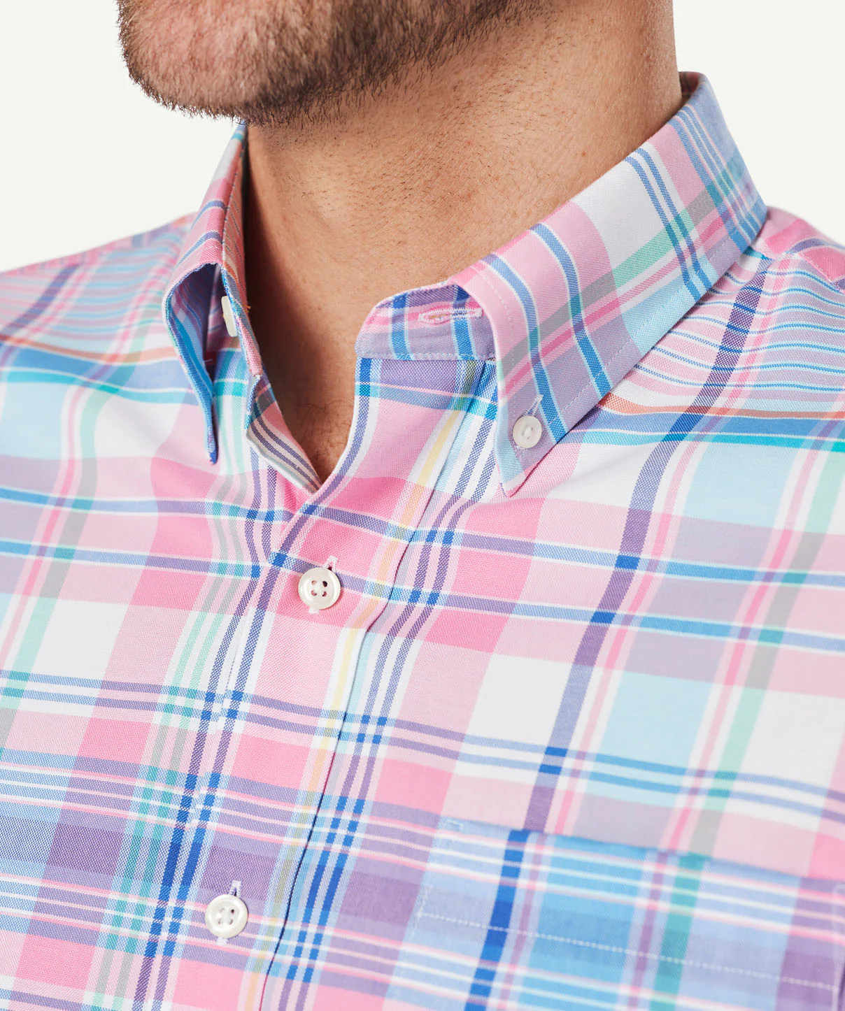Easy Care Oxford Check Short Sleeve Shirt - Pink - Image 4