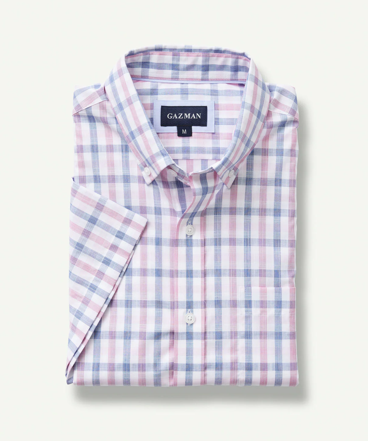 Easy Care Slub Check Short Sleeve Shirt - Pink - Image 2
