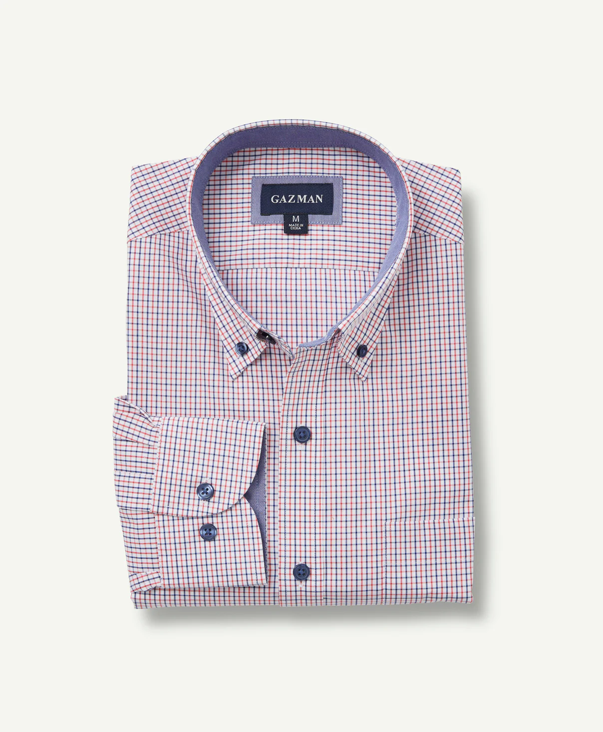 Easy Care Stretch Check Shirt - Navy/Red - Image 2