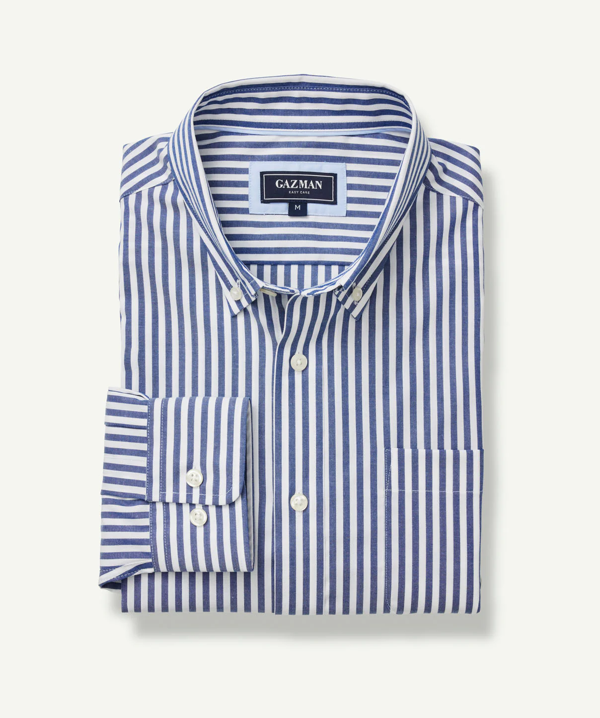 Easy Care Stretch Stripe Long Sleeve Shirt - Navy - Image 2
